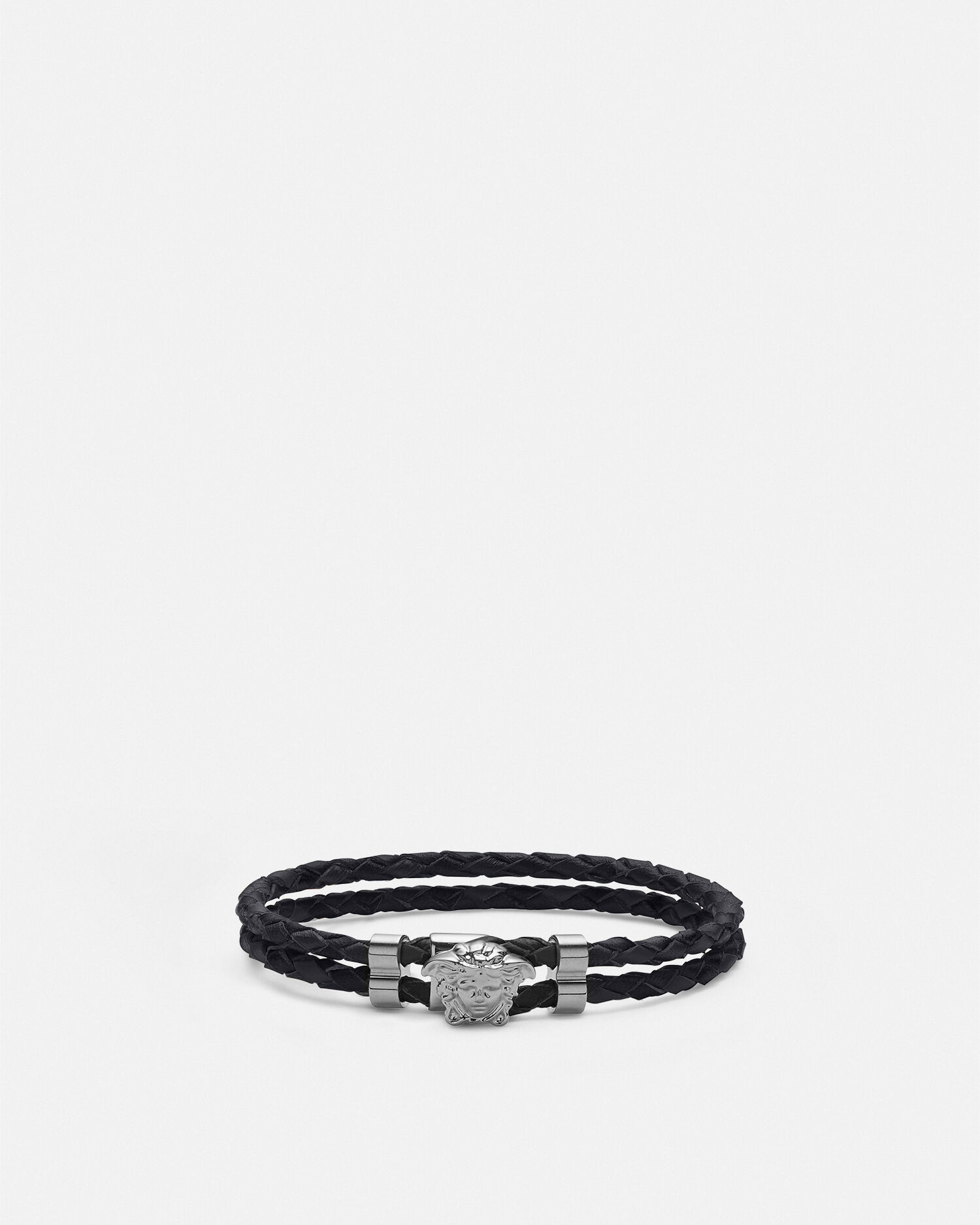 La Medusa Leather Bracelet Black | VERSACE US