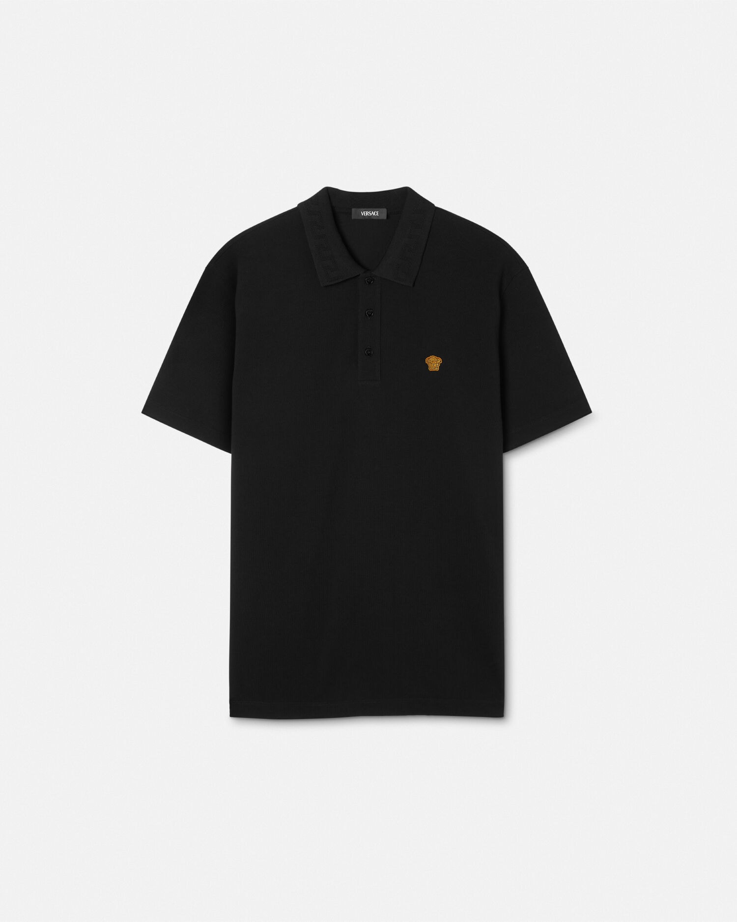 Embroidered Cotton Piqué Polo | VERSACE US