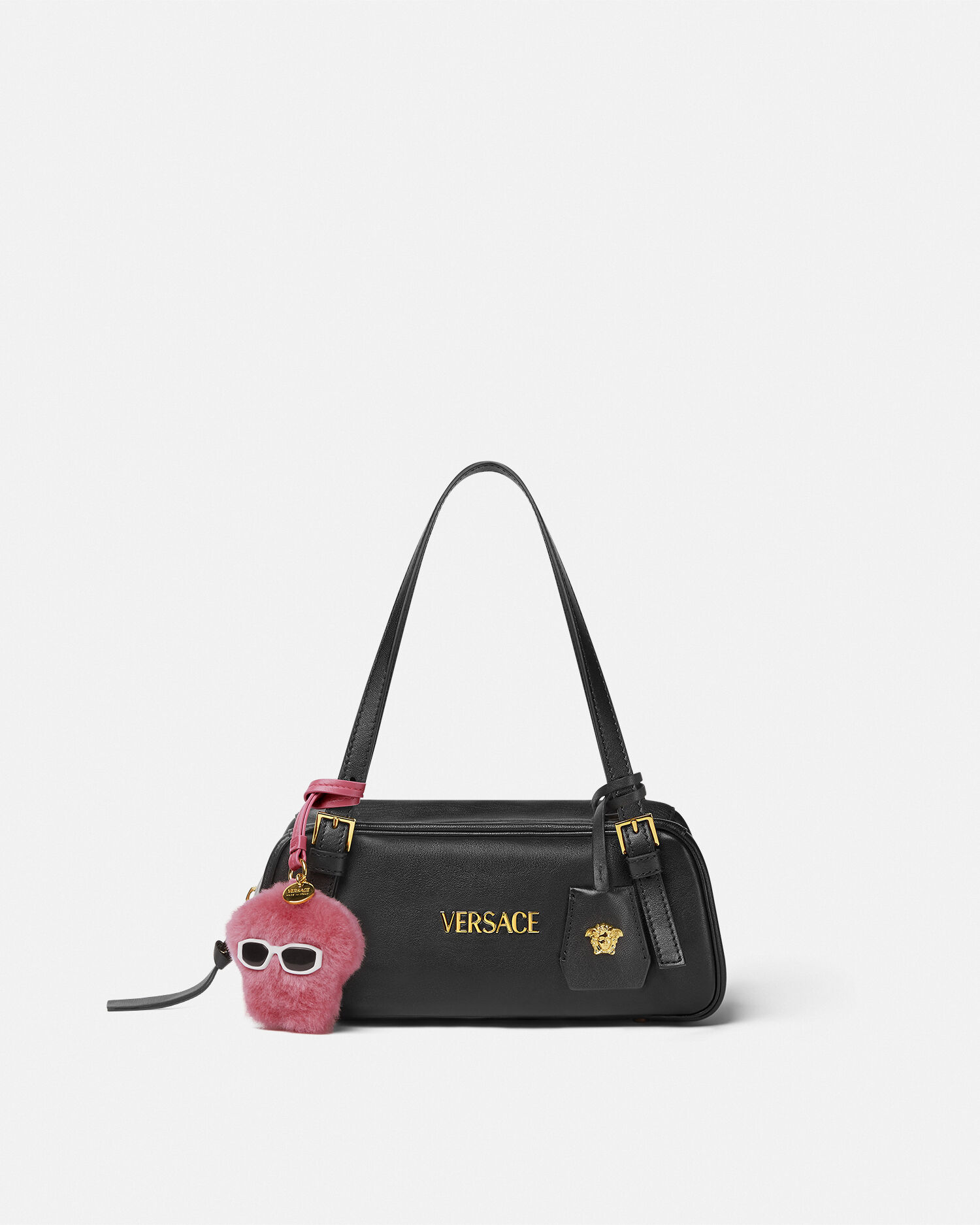 Medusa Fluffy Shearling Charm Pink | VERSACE US