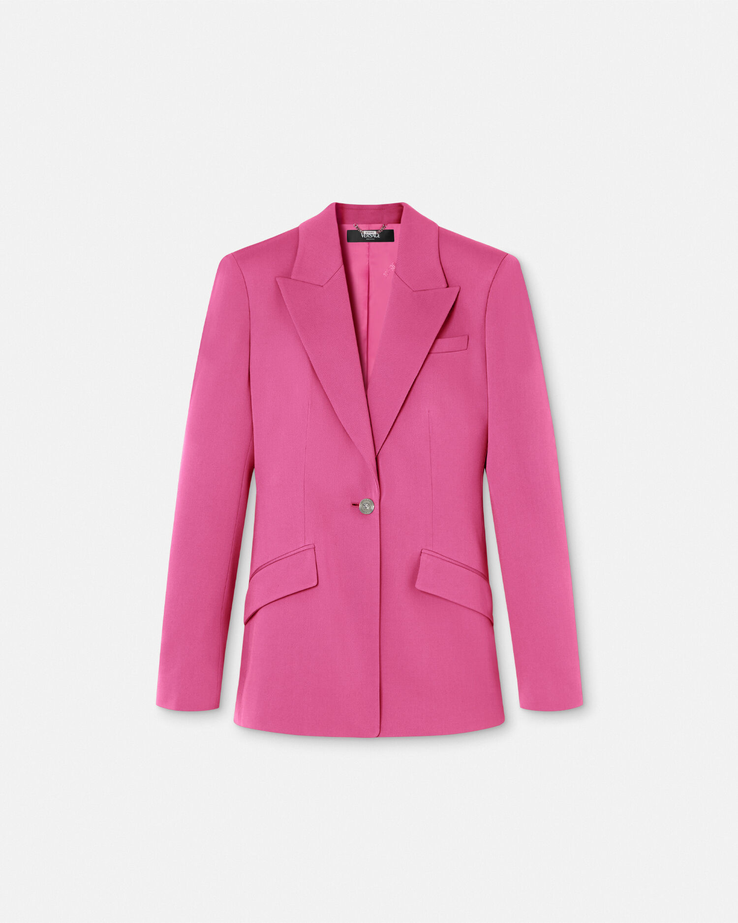 ジャケット VERSACE Acid green bouclAC blazer (10090981A06497 1GF10) Versace Safety-Pin Button Slash Blazer Jacket - Bergdorf Goodman
