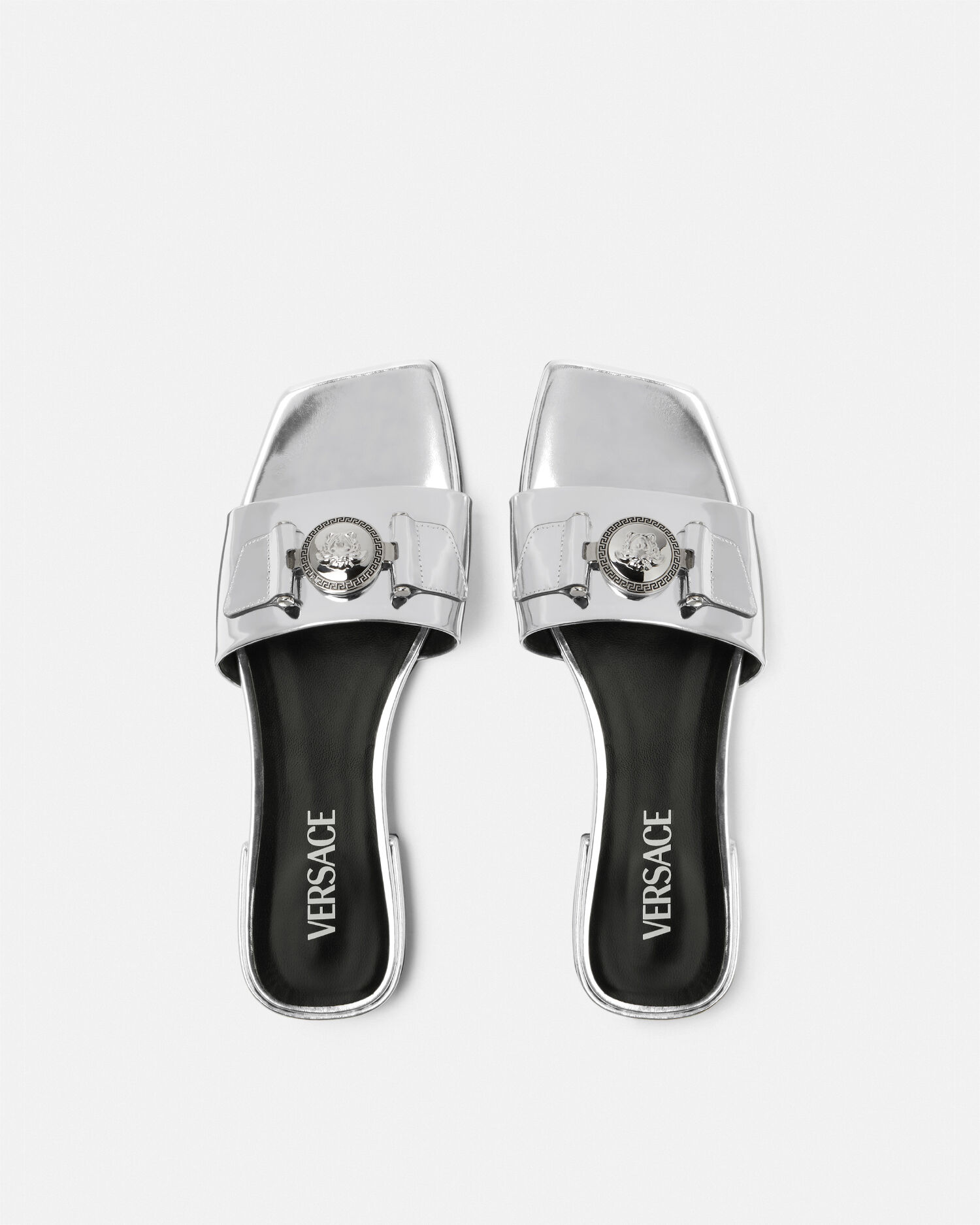 Silver versace slides shop