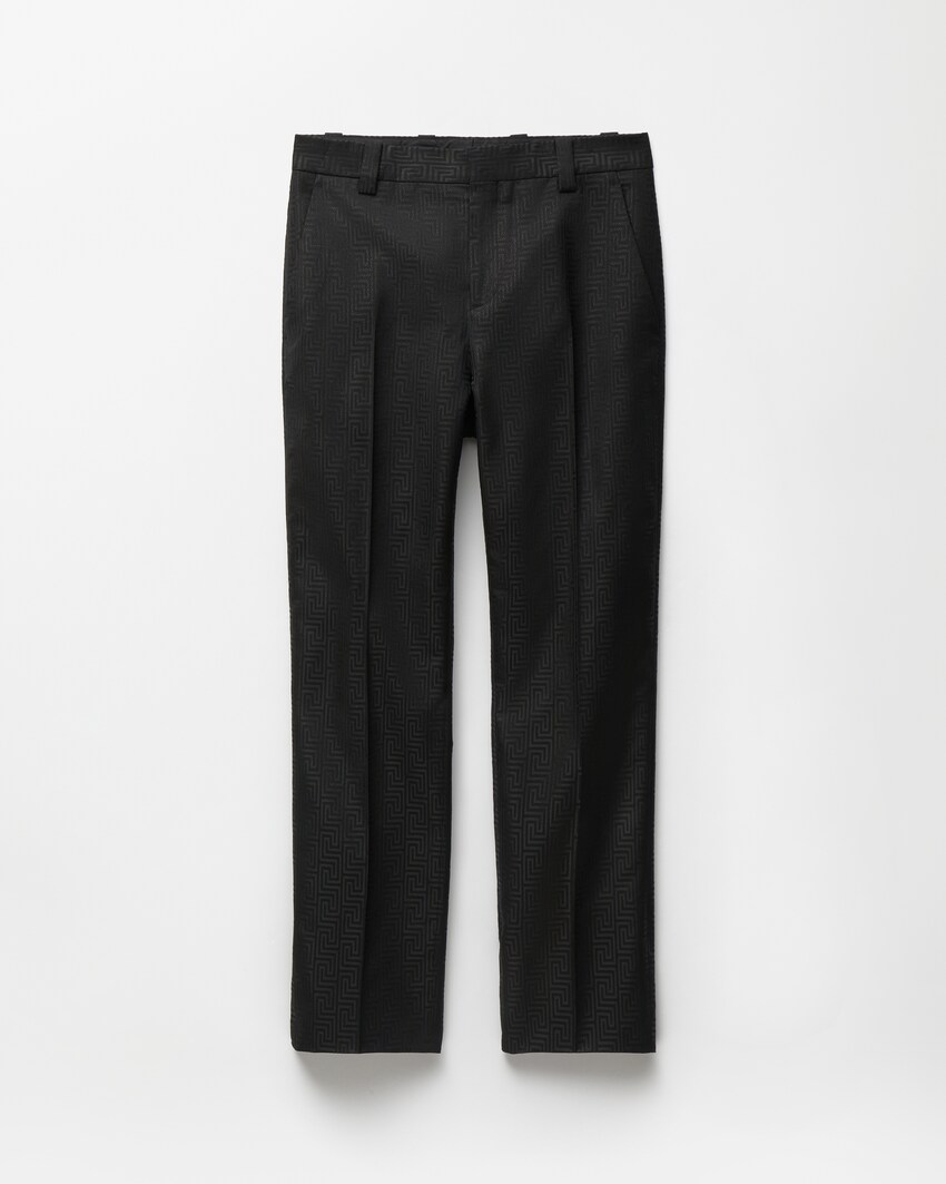 Jacquard Lurex Wool Formal Pants Black 1