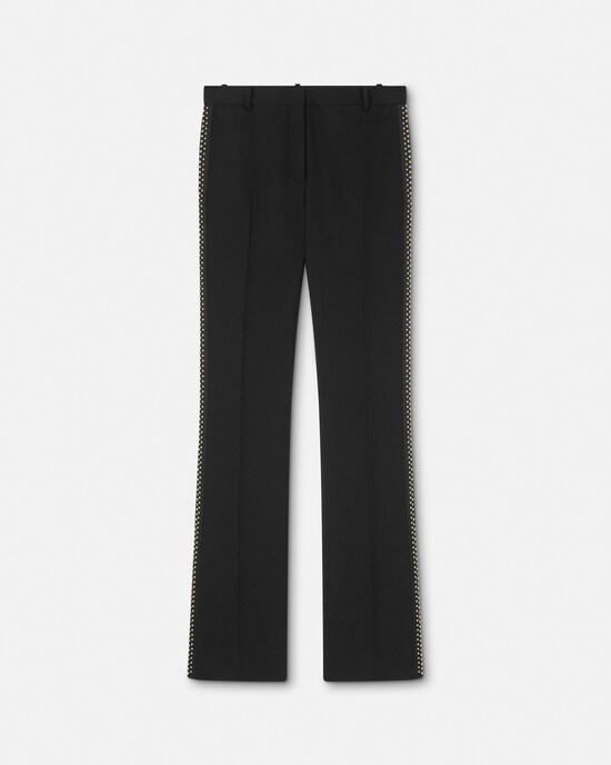 Embellished Wool Slim Pants Black 1