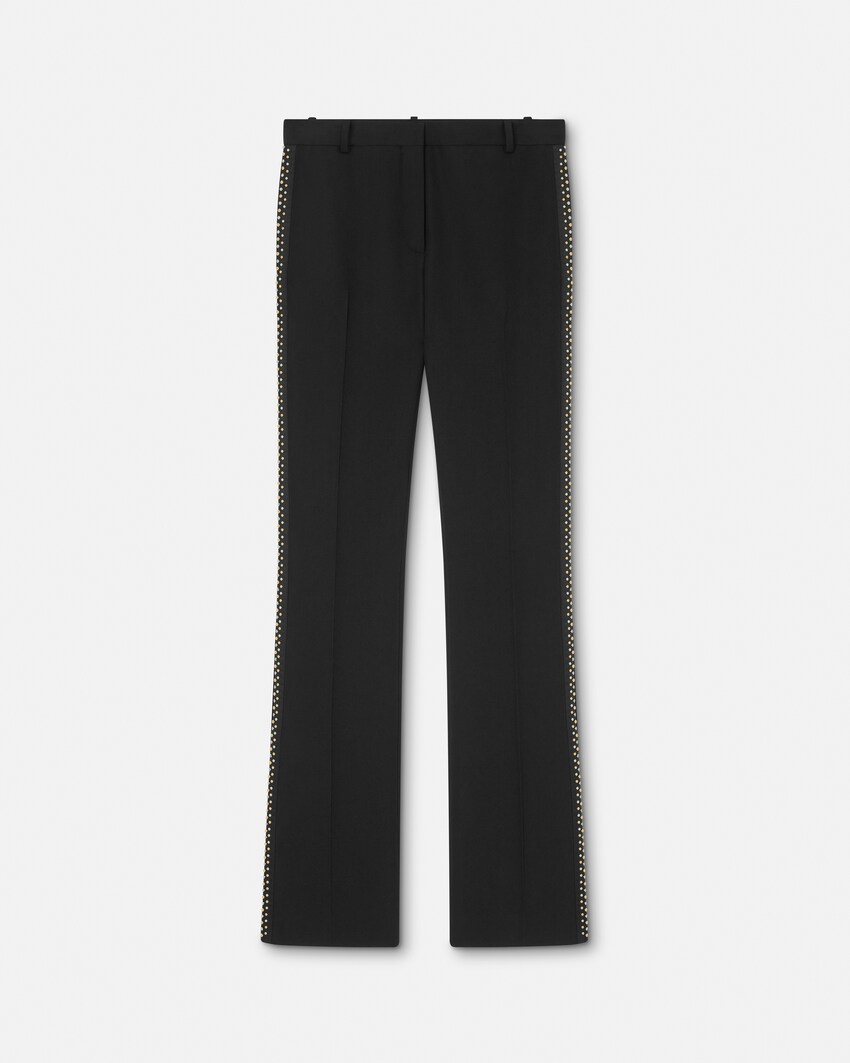 Embellished Wool Slim Pants Black 1