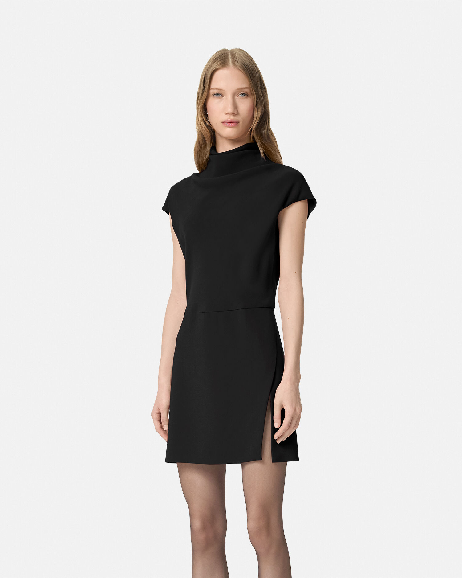 Versace back cady shift mini dress top