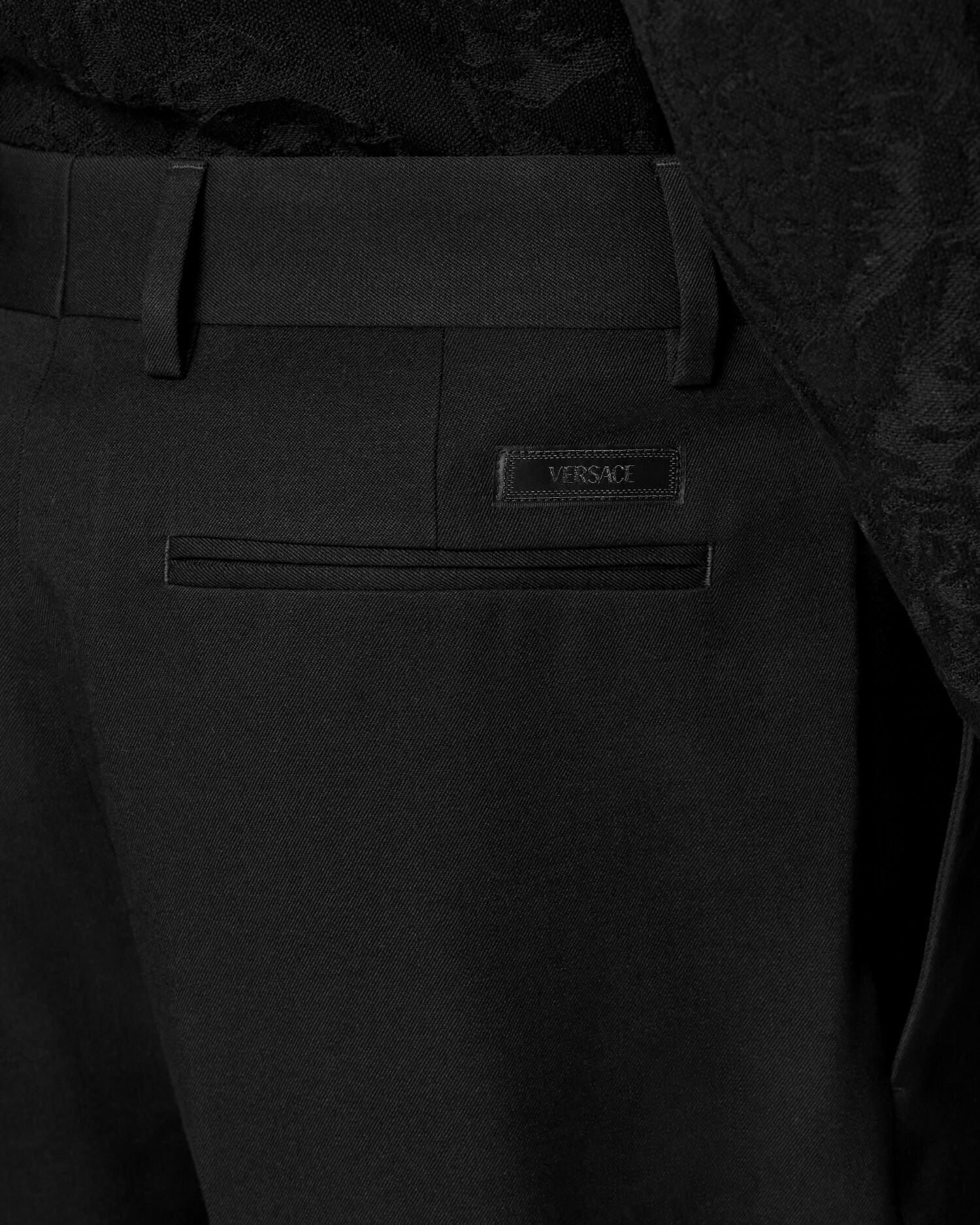 Wool Twill Formal Pants Black | VERSACE US