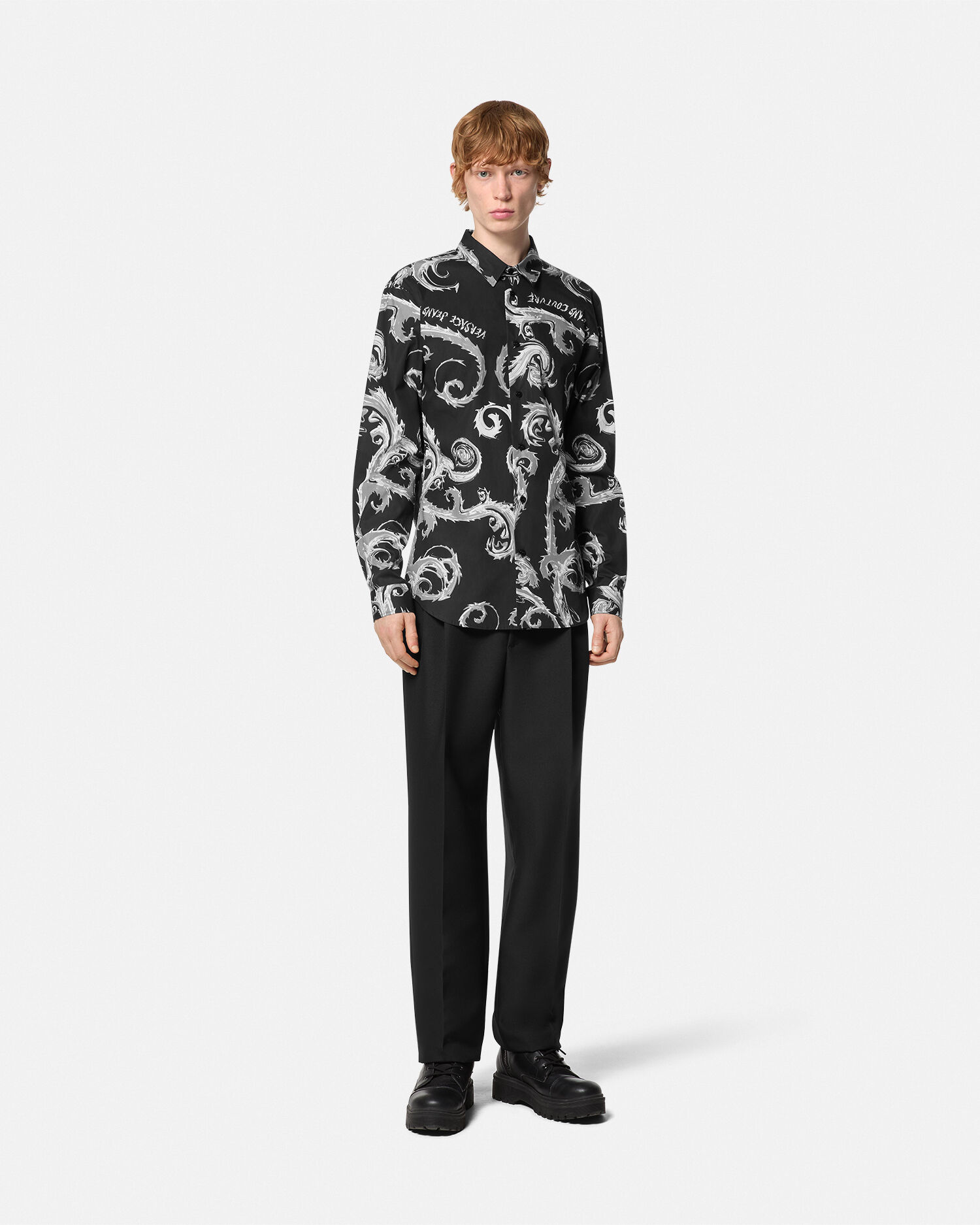 Camisa Chromo Couture de corte estandar Negro Blanco VERSACE MX