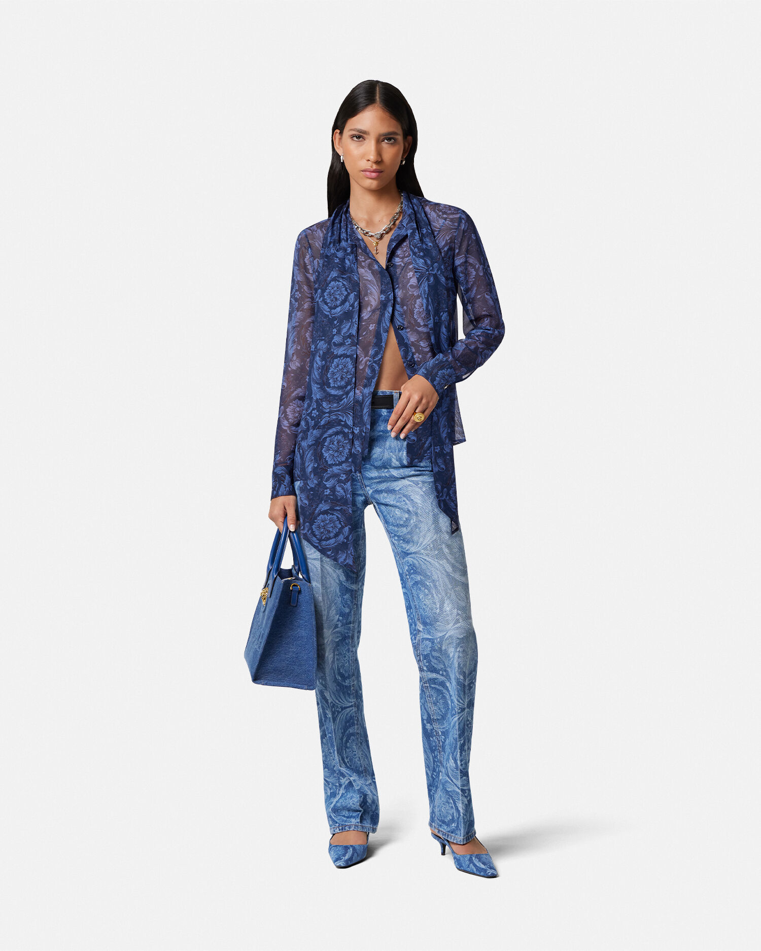 Versace shop print tops