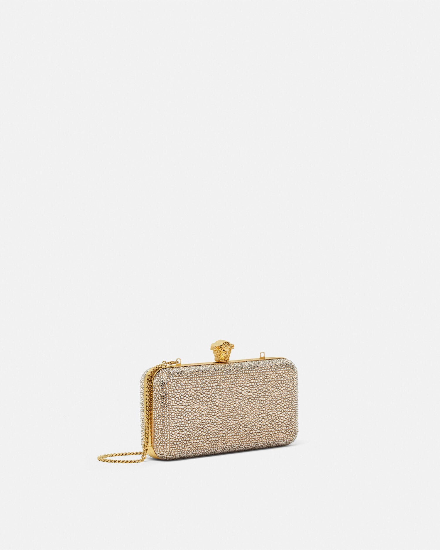 La Medusa Embellished Satin Clutch Pink | VERSACE US