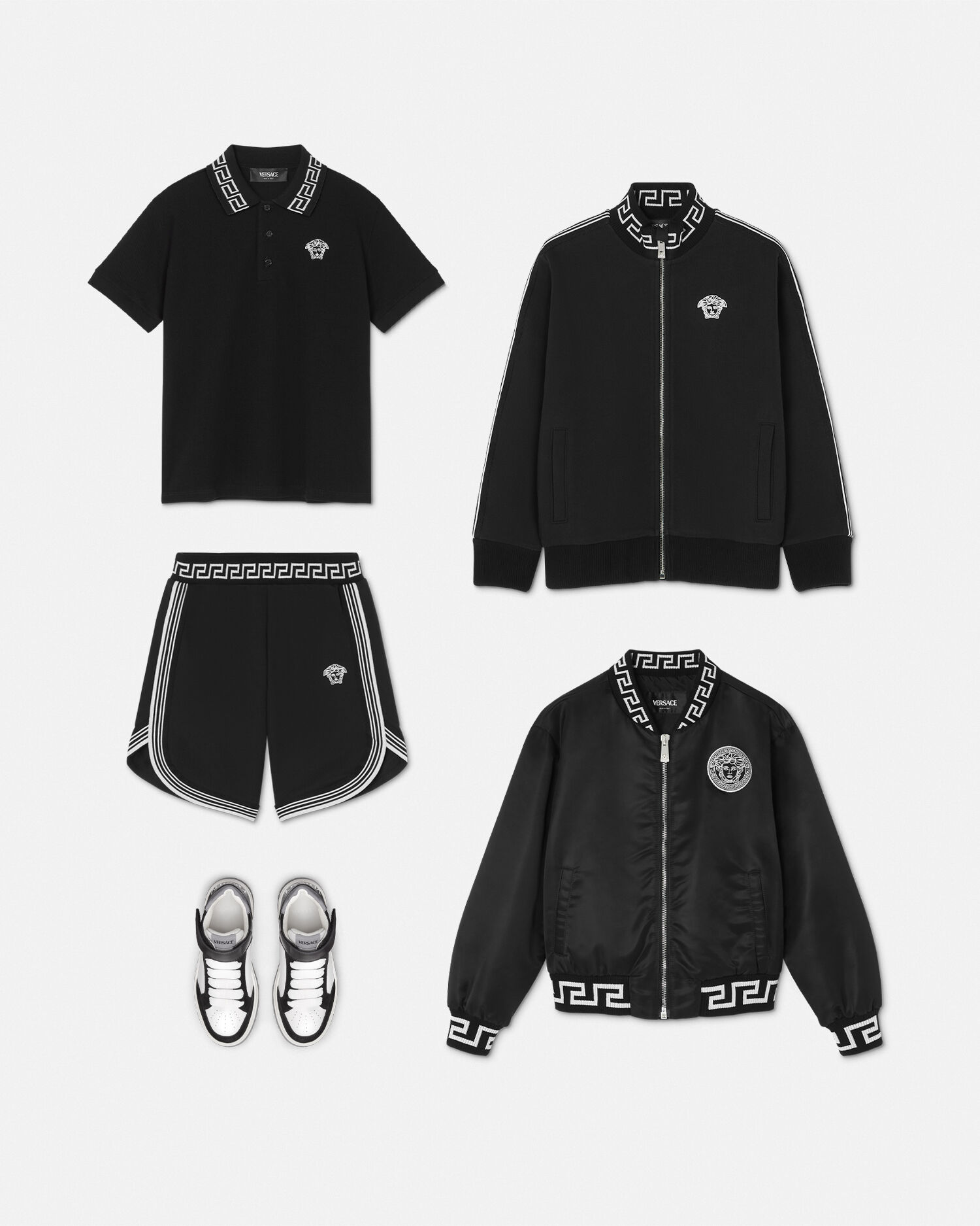 Greca Kids Polo Shirt Black | VERSACE US