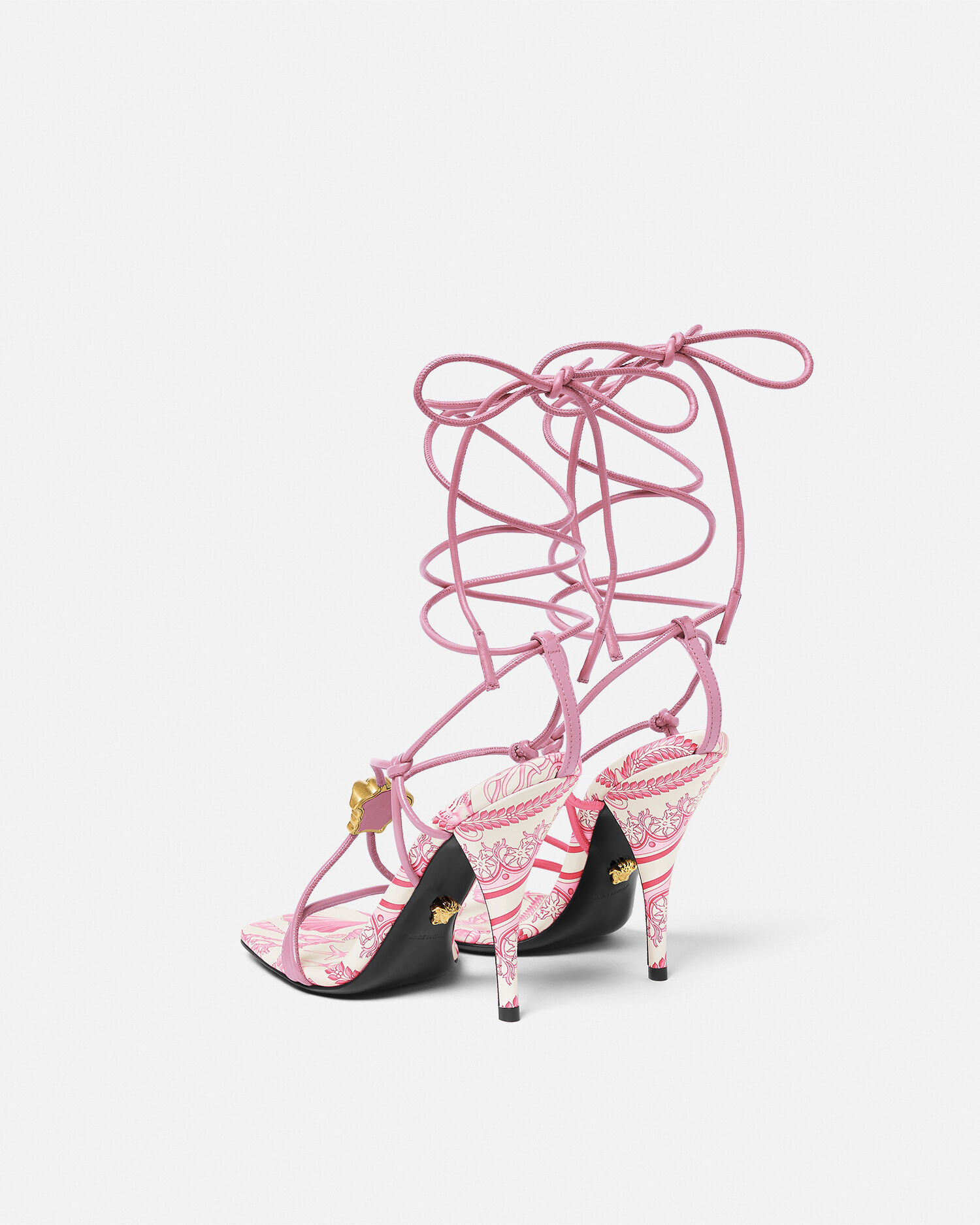 Underwater Barocco La Medusa Sandals 115 mm Gold,Pink | VERSACE US