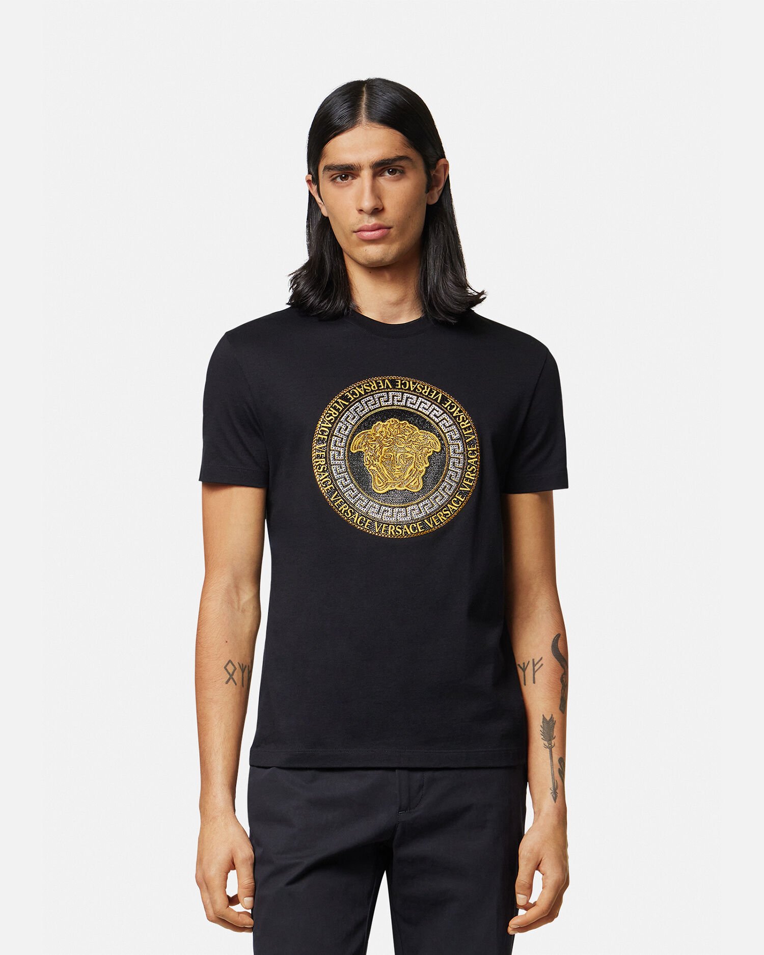 T shirt Medusa con cristalli Nero VERSACE IT