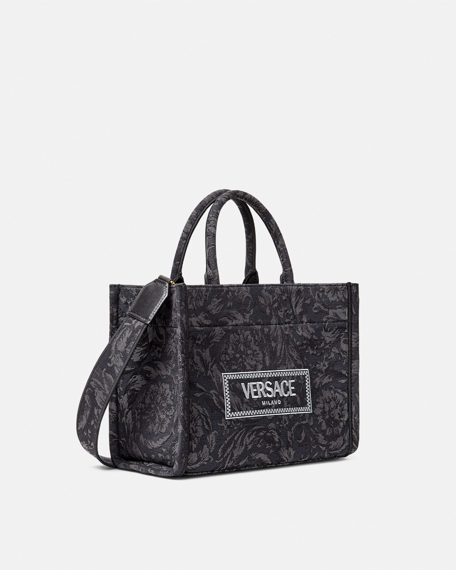 Barocco Athena Small Tote Bag Black Gold VERSACE UK