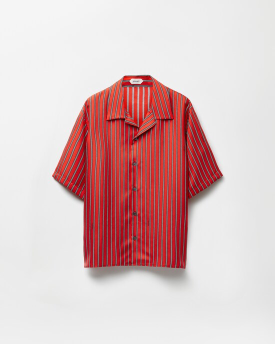 Printed Silk Twill Shirt Red 1