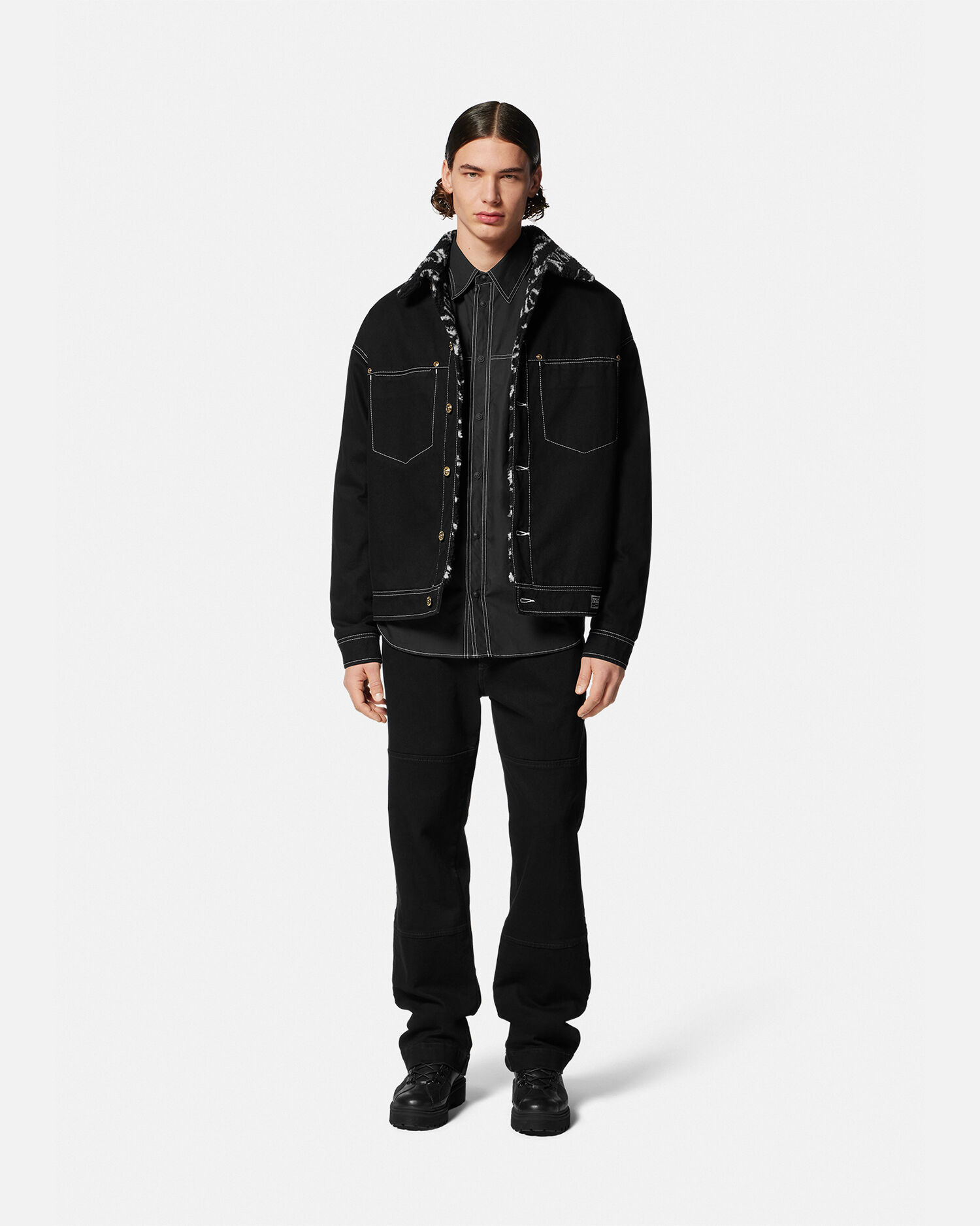 Teddy trucker top jacket black