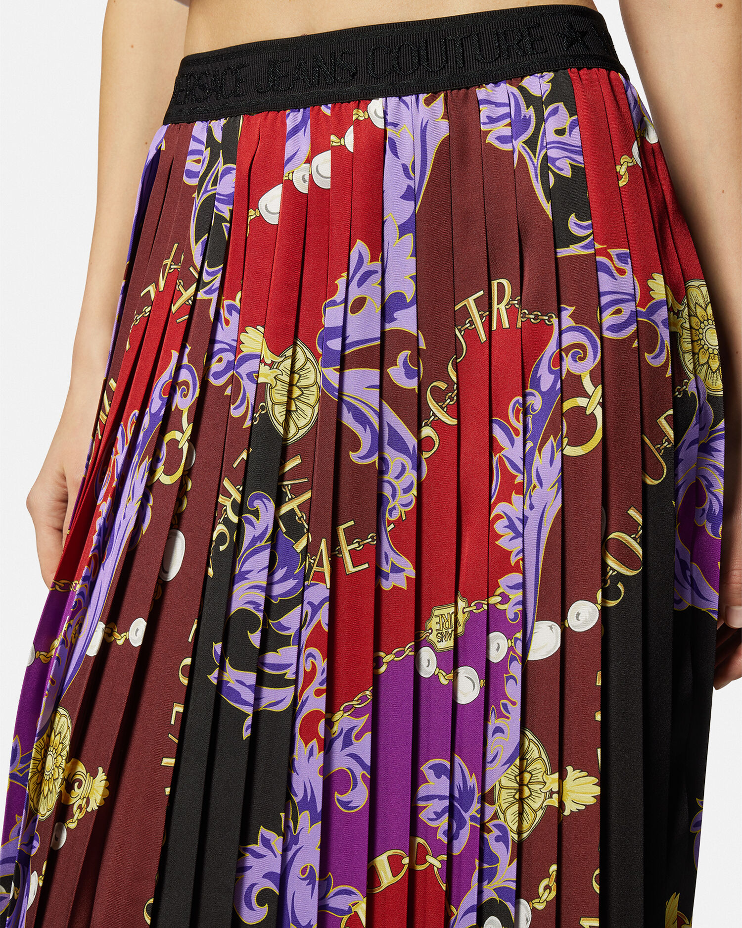 Versace Jeans Couture Chain Couture Pleated Midi Skirt for Women