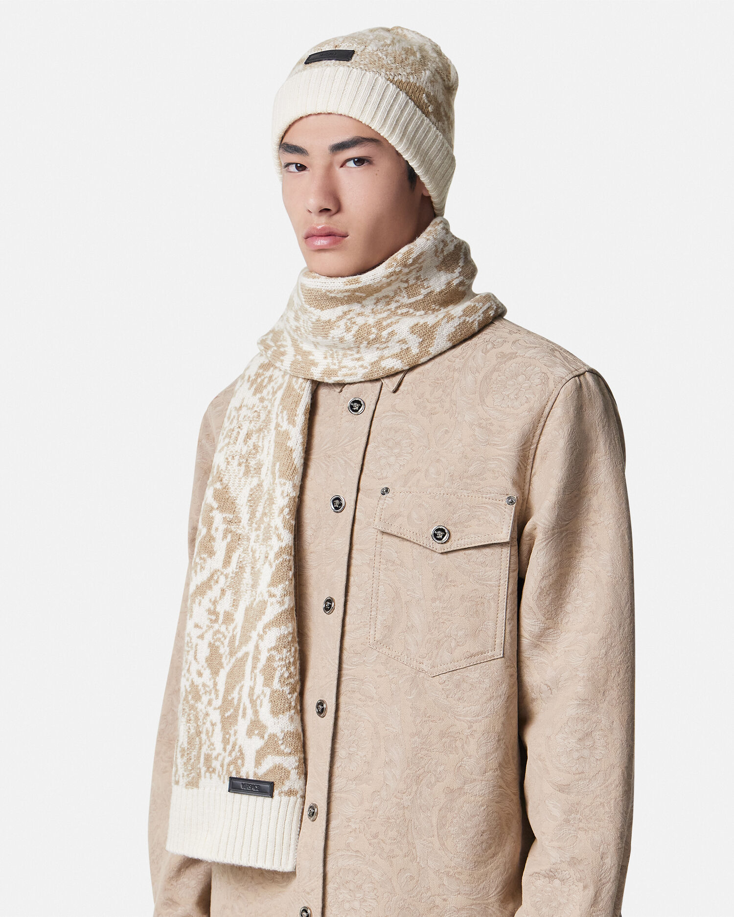 Versace Barocco Jacquard Knit Beanie VERSACE