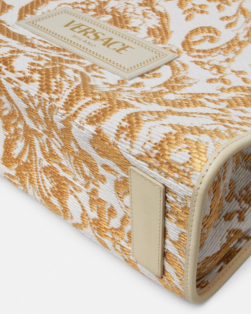 Versace Athena grand fourre-tout en raphia Blanc+Or 6