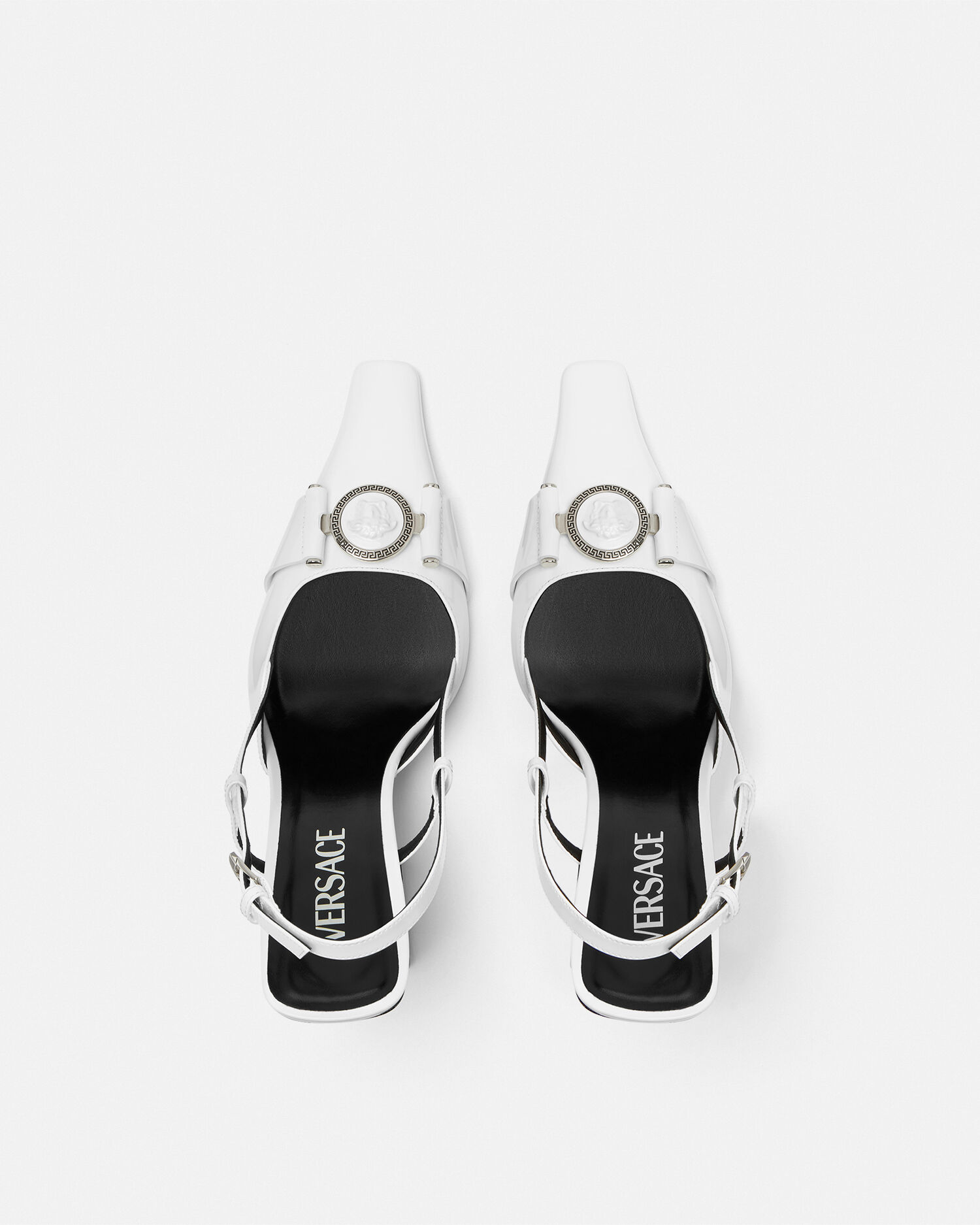 Versace heels black and white cheap