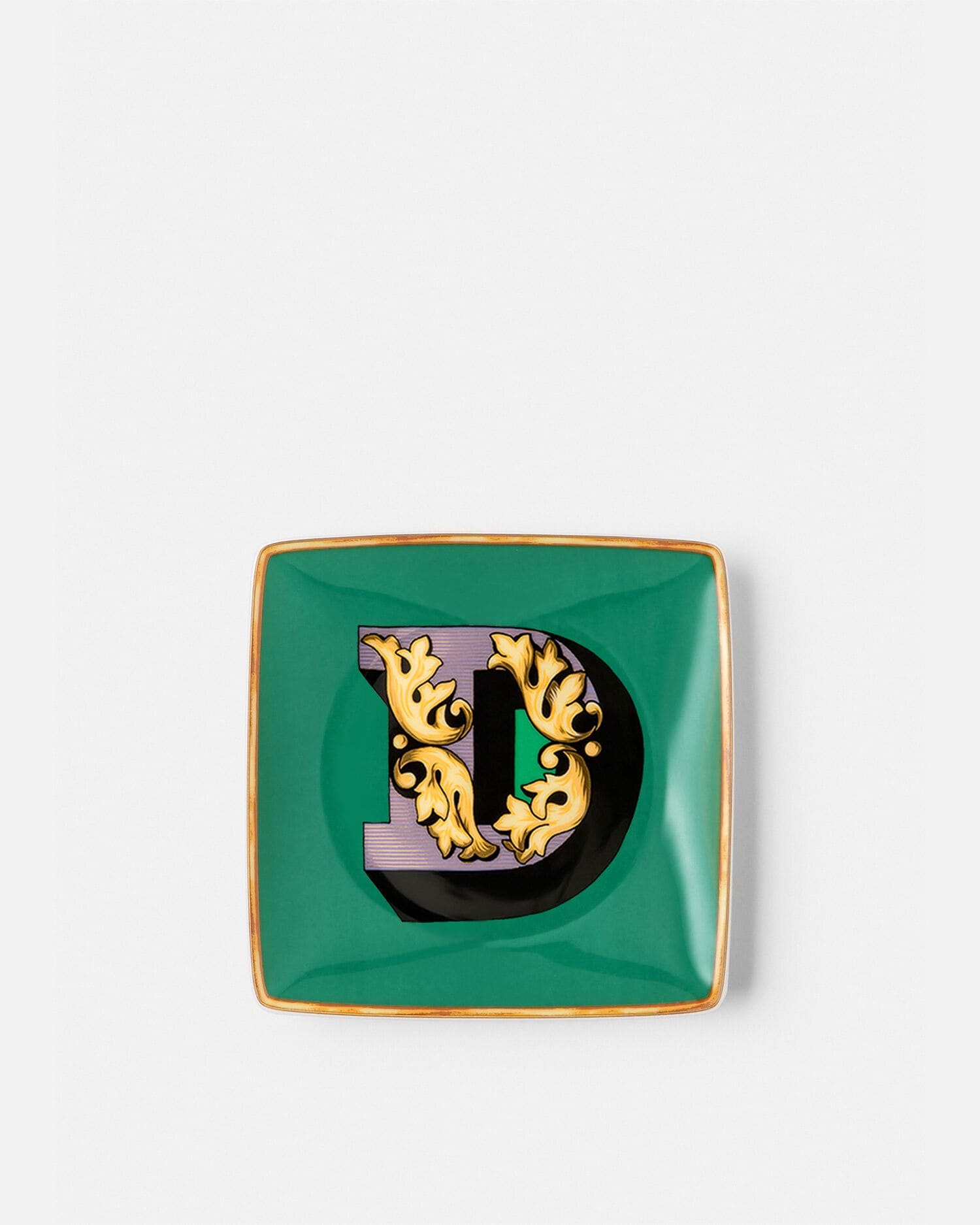 Versace Alphabet D Small Square Plate 12 cm Print | VERSACE US