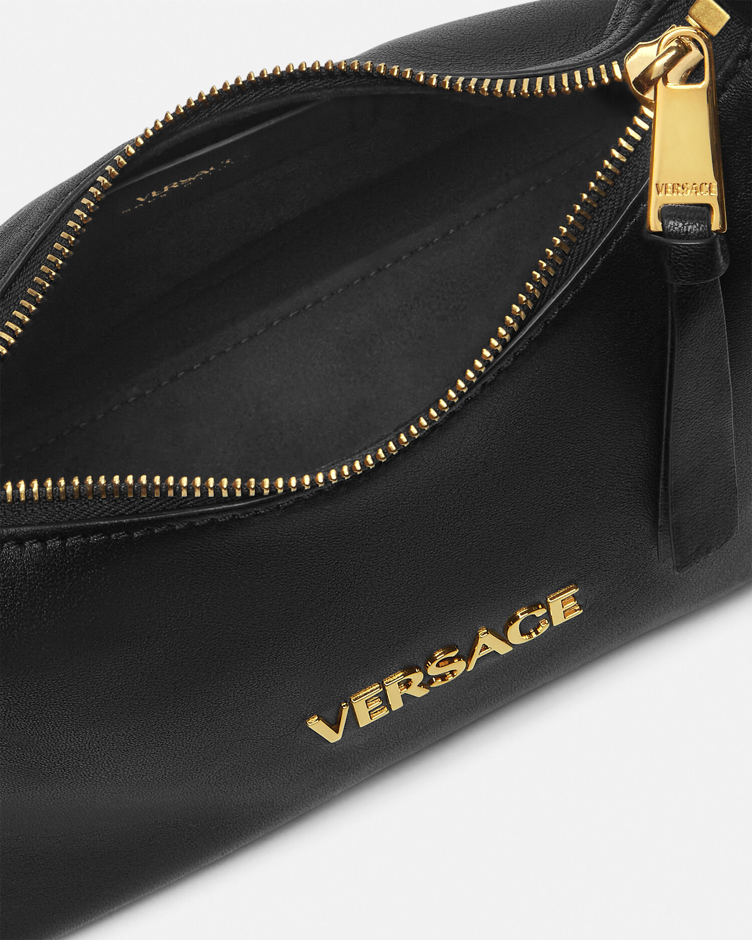 Versace Tag Hobo Handbag Black,Gold | VERSACE US