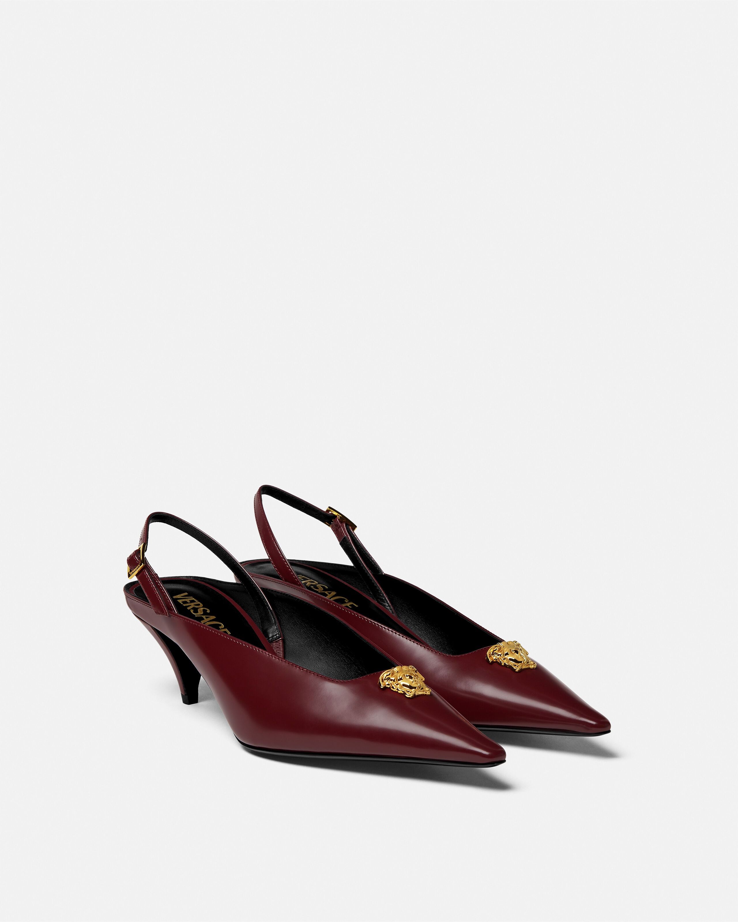 La Medusa Leather Slingbacks 55 mm Burgundy | VERSACE US