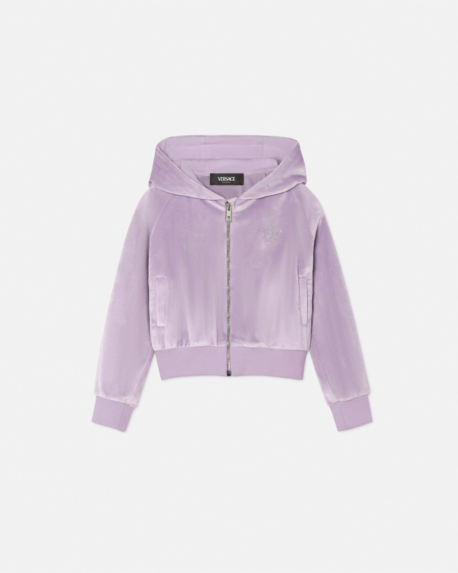 Velvet Zip Kids Hoodie Purple VERSACE US