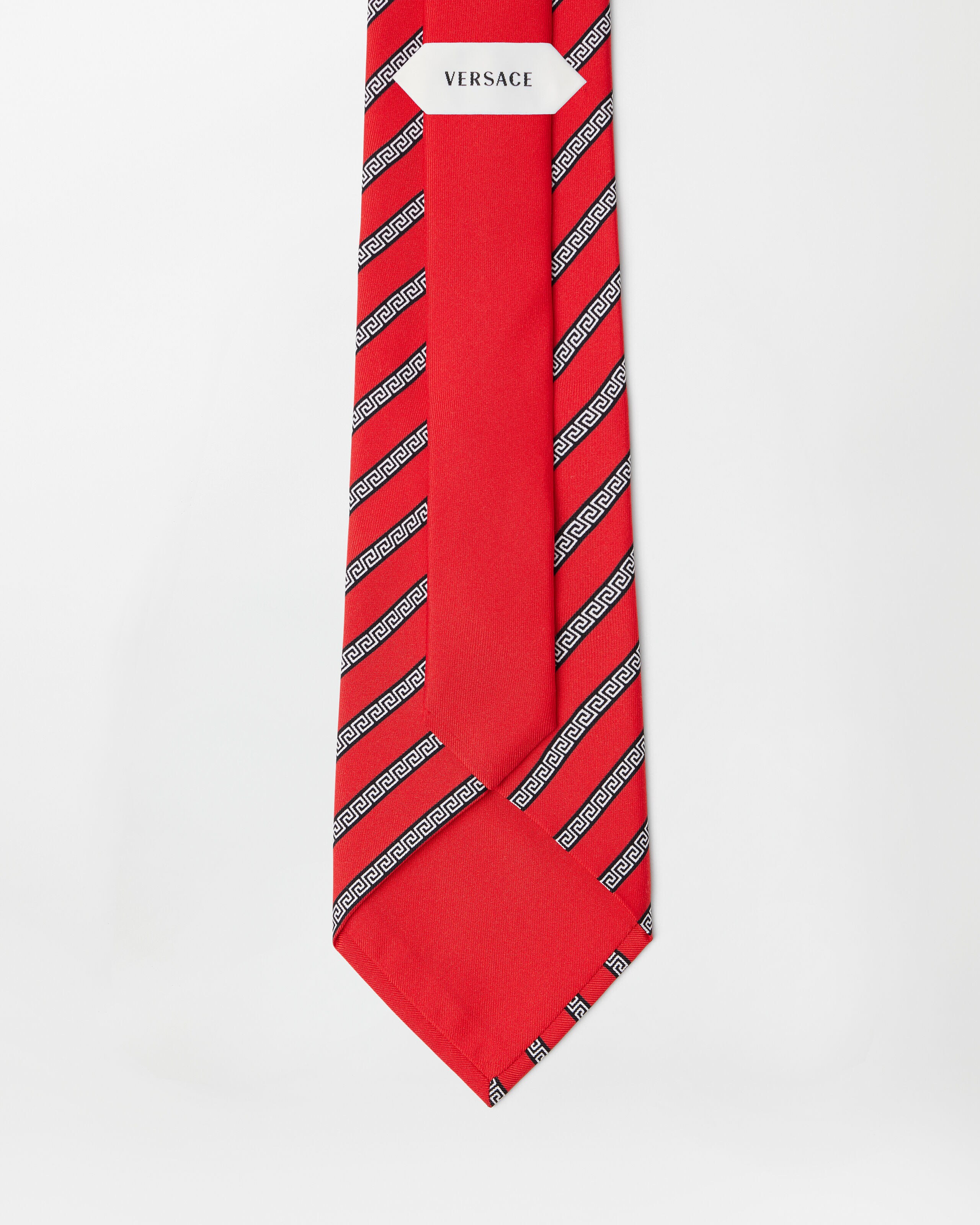 Printed Silk Twill Tie Red | VERSACE US