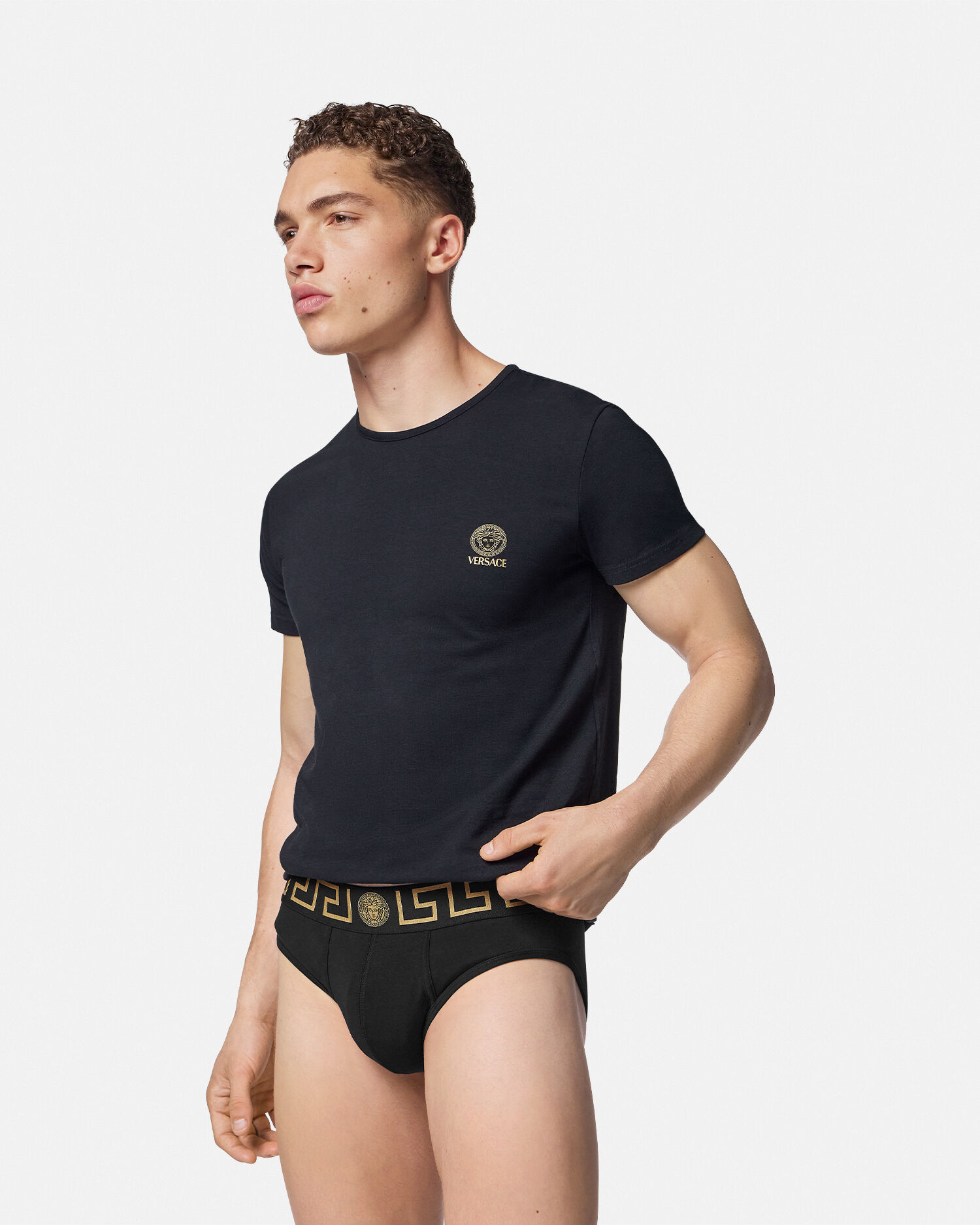Cotton-Jersey Briefs Black | VERSACE US