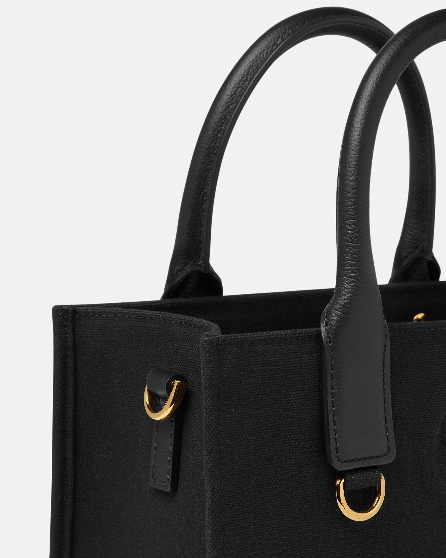 La Medusa Mini Canvas Tote Black,Gold | VERSACE US