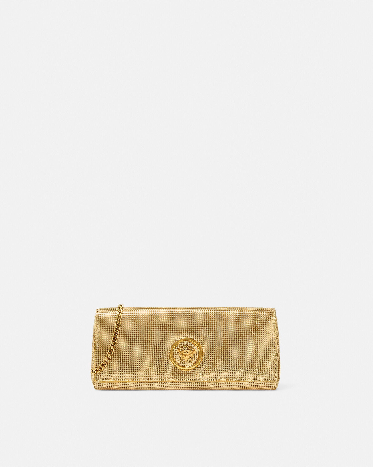 La Medusa Metal Mesh Clutch Gold | VERSACE US