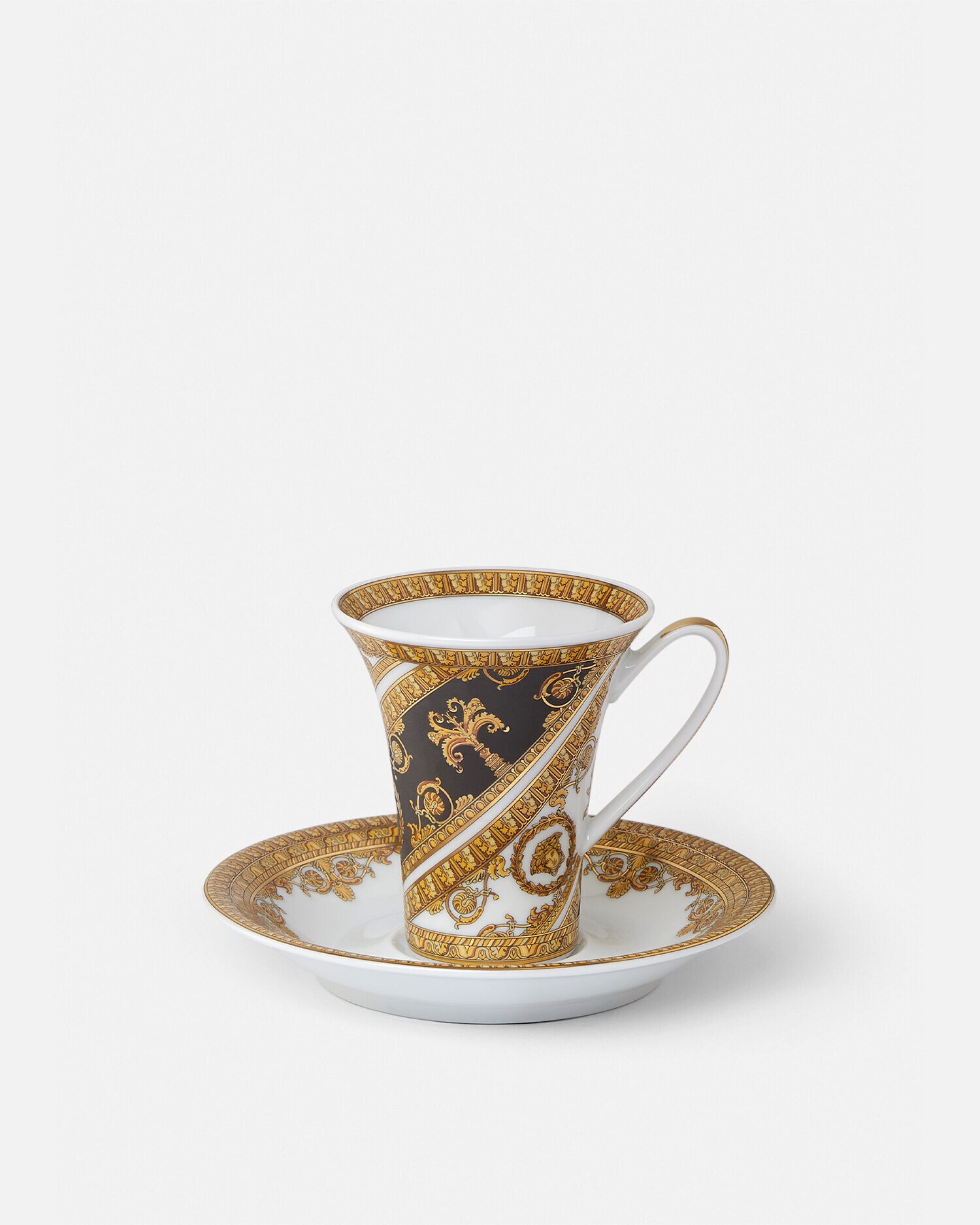 I ♡ Baroque Black Espresso Cup & Saucer Print | VERSACE ZA
