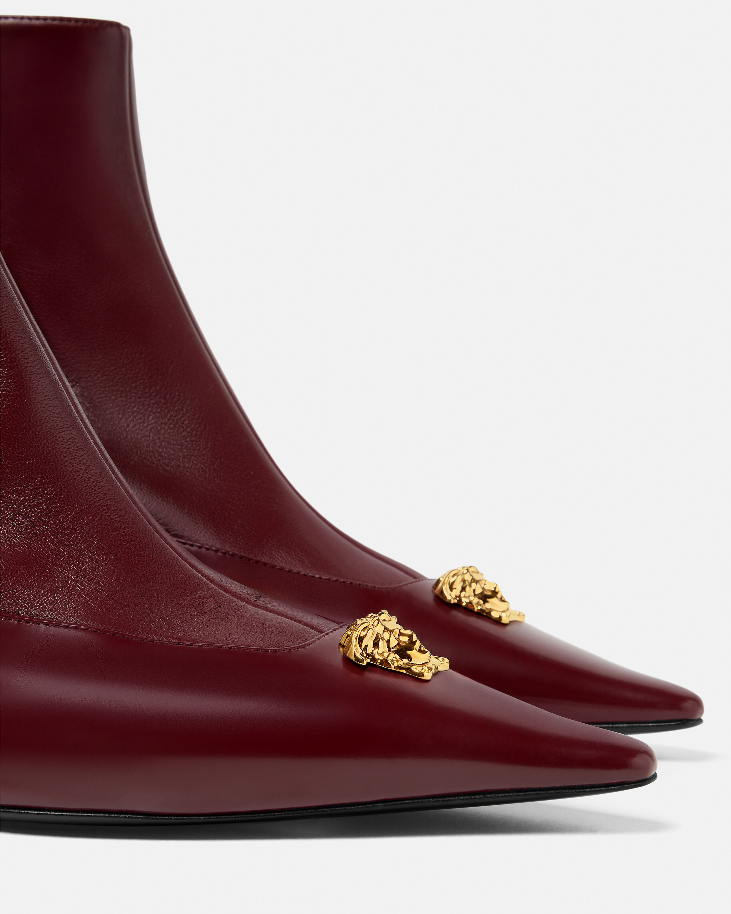 La Medusa Leather Ankle Boots 55 mm Burgundy | VERSACE US