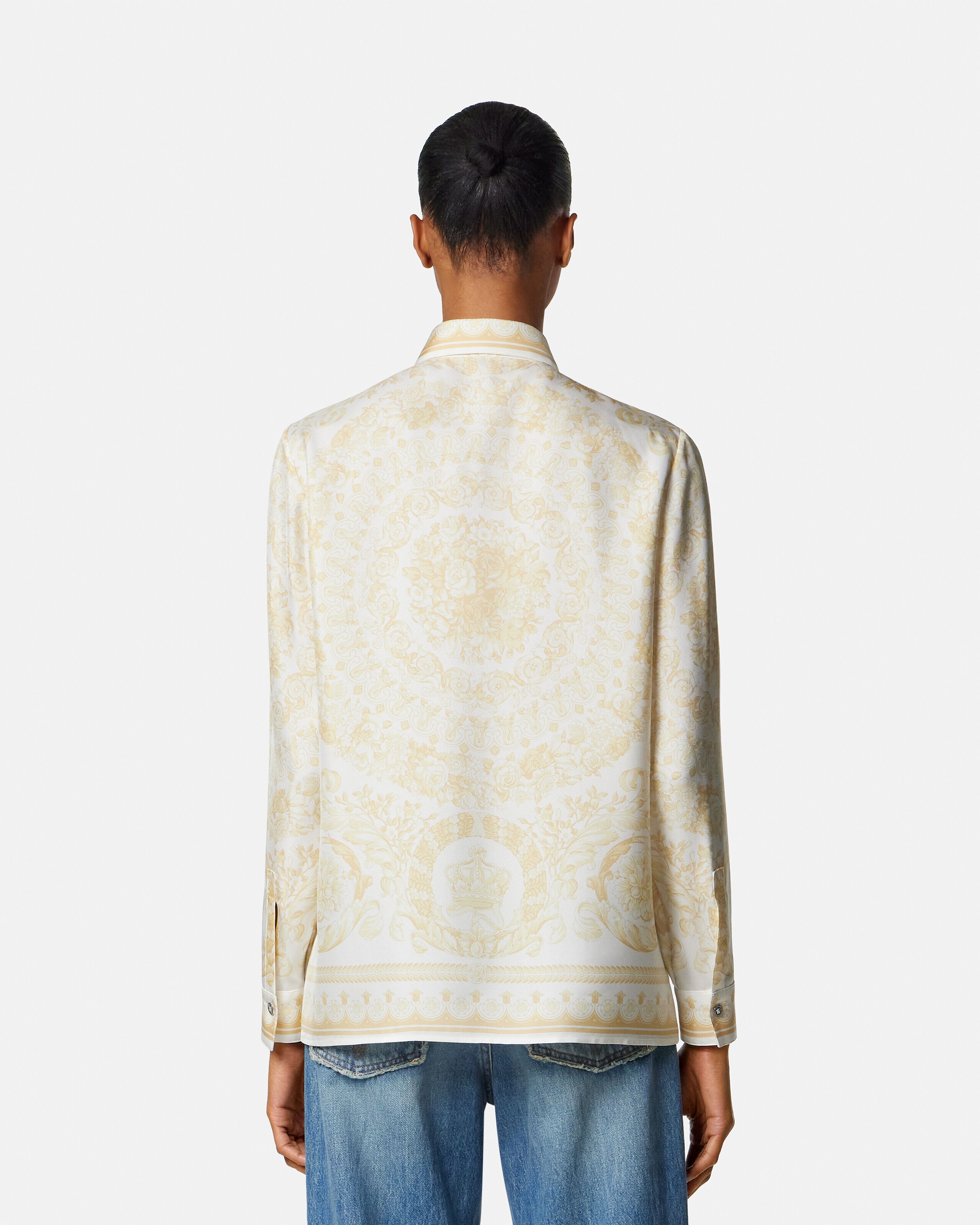 Printed Silk Shirt White,Beige | VERSACE ZA
