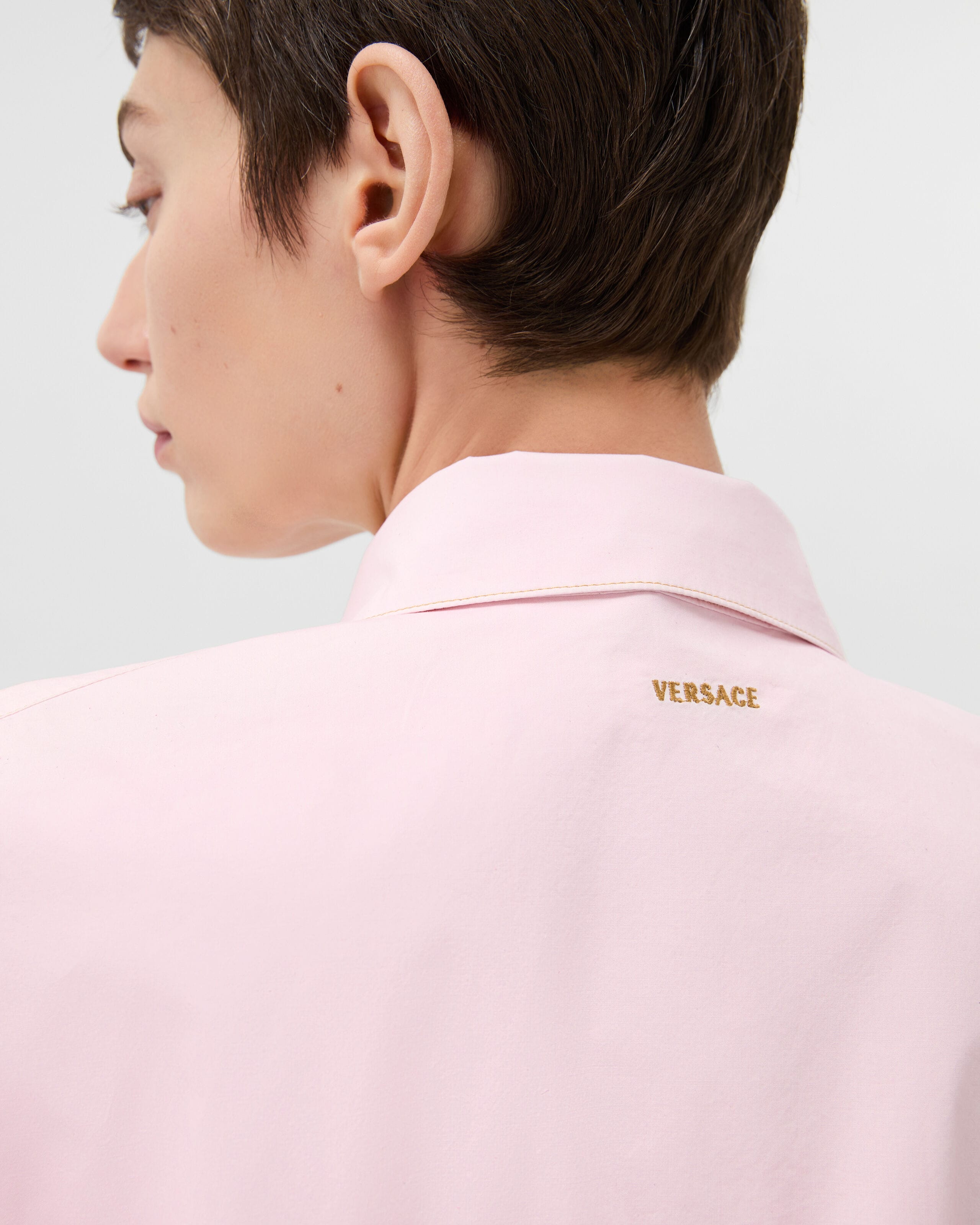 Cotton-Poplin Crop Shirt Pink | VERSACE