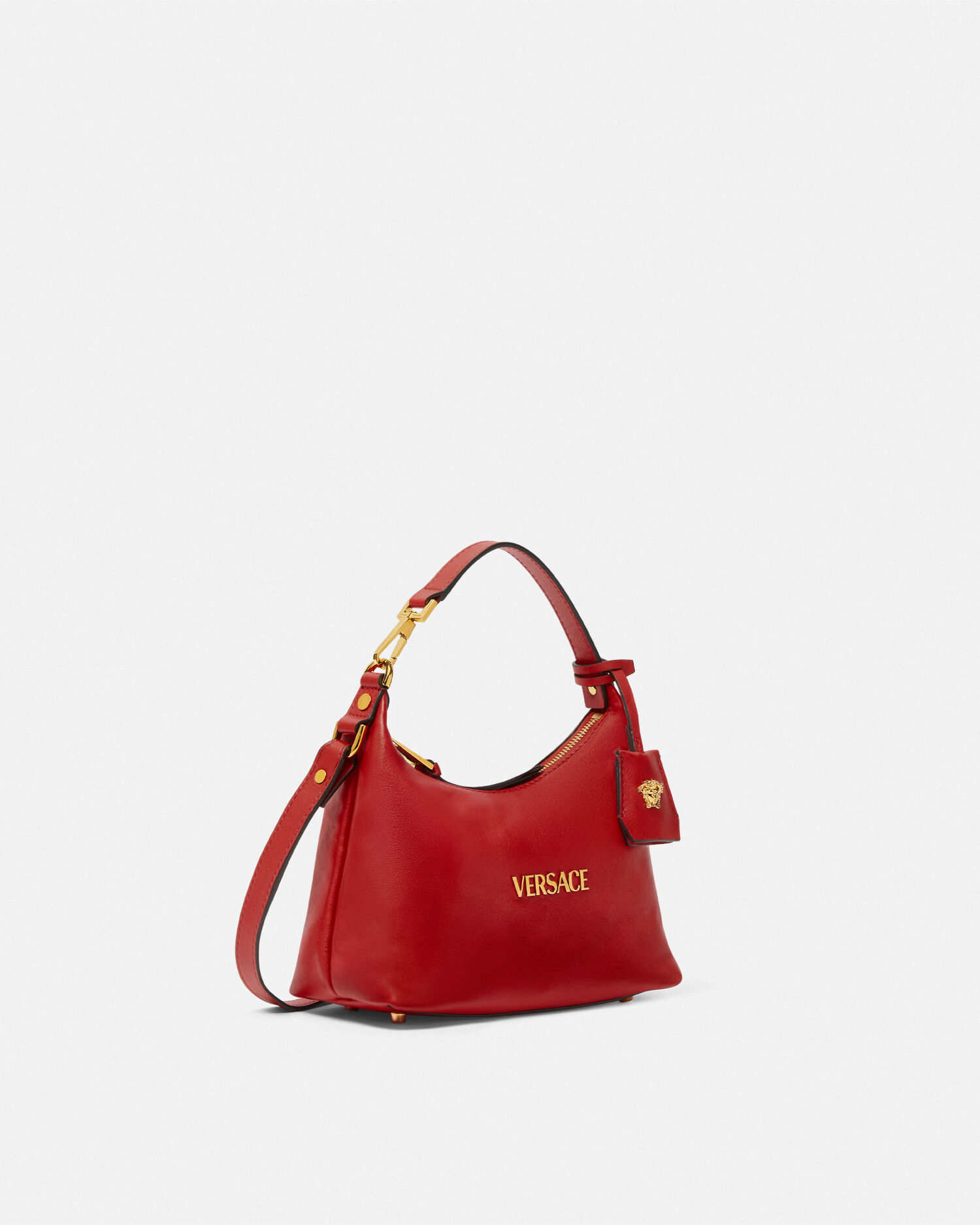 Versace Tag Hobo Bag Red | VERSACE US