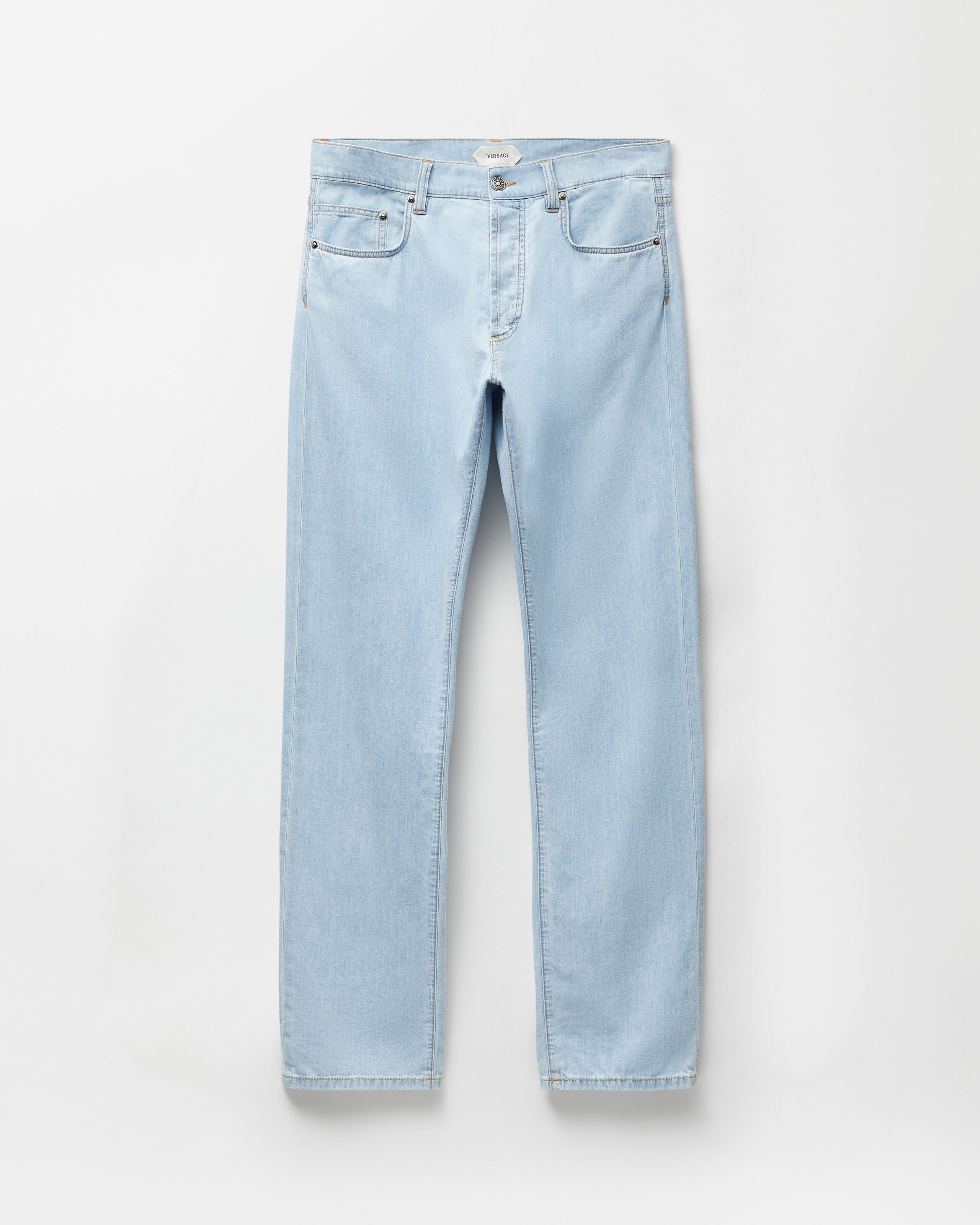 Straight Chambray Jeans Blue | VERSACE CA