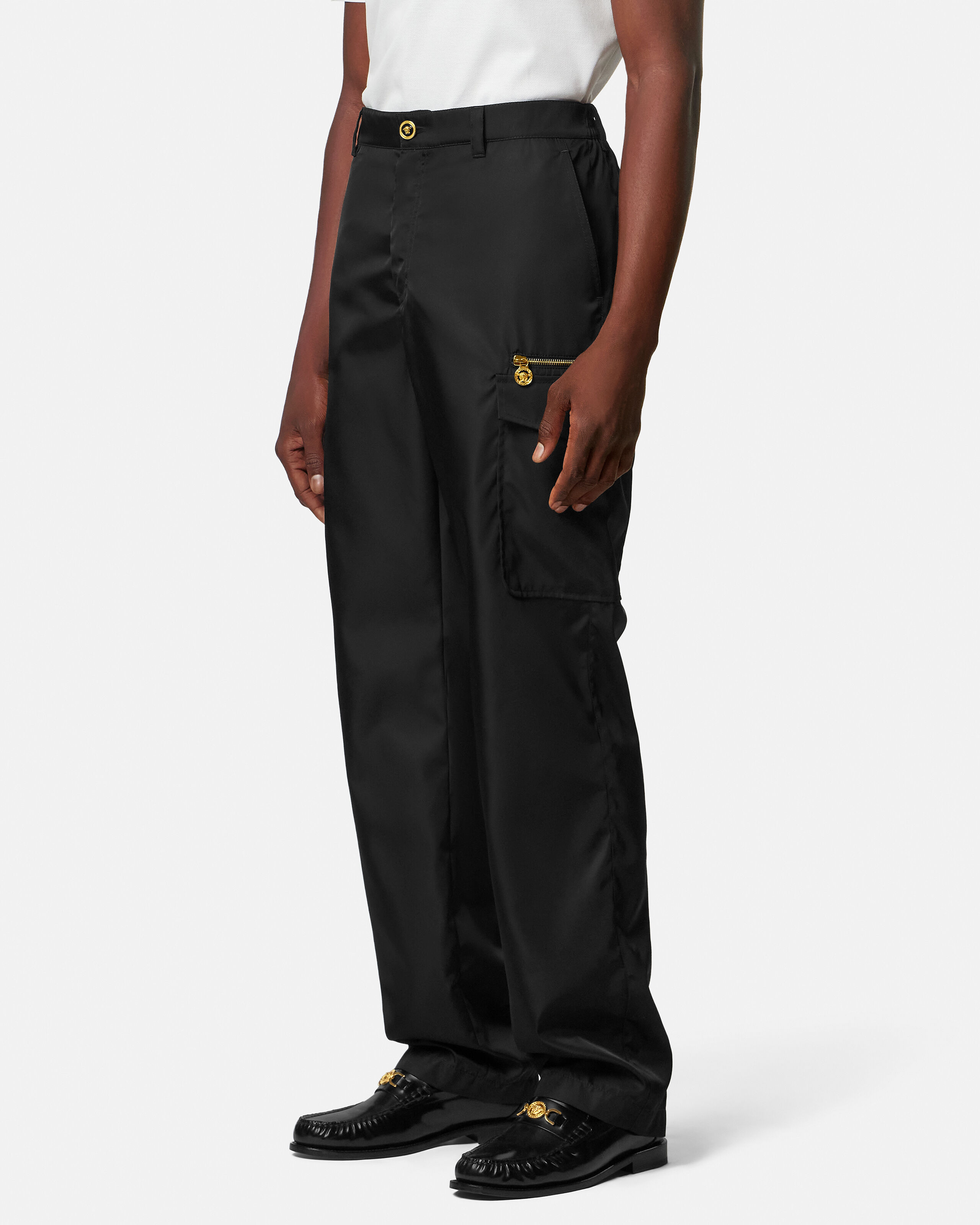 Nylon Cargo Pants Black | VERSACE US