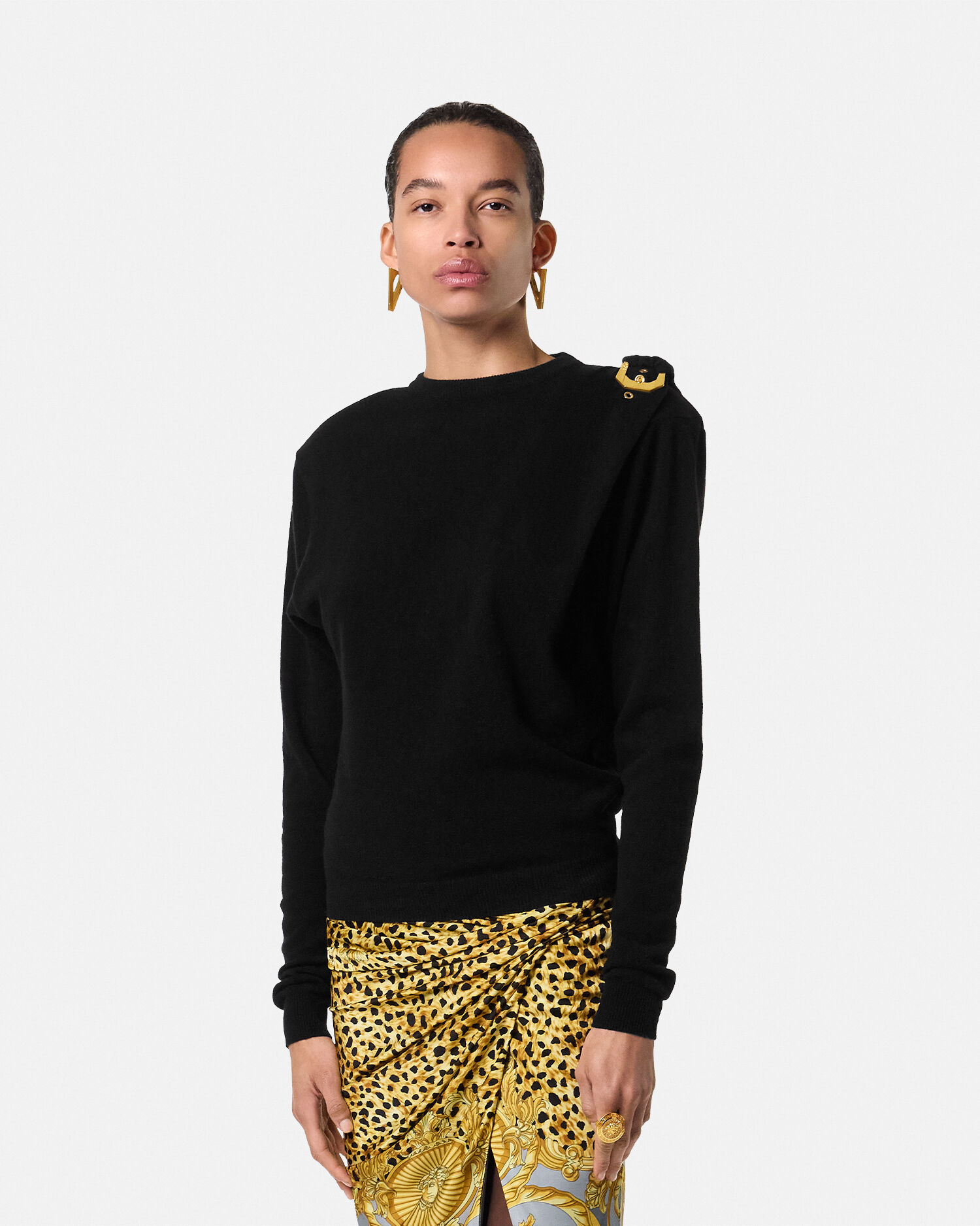 VERSACE セーター Versace Sweater with logo finished with shimmering crystals