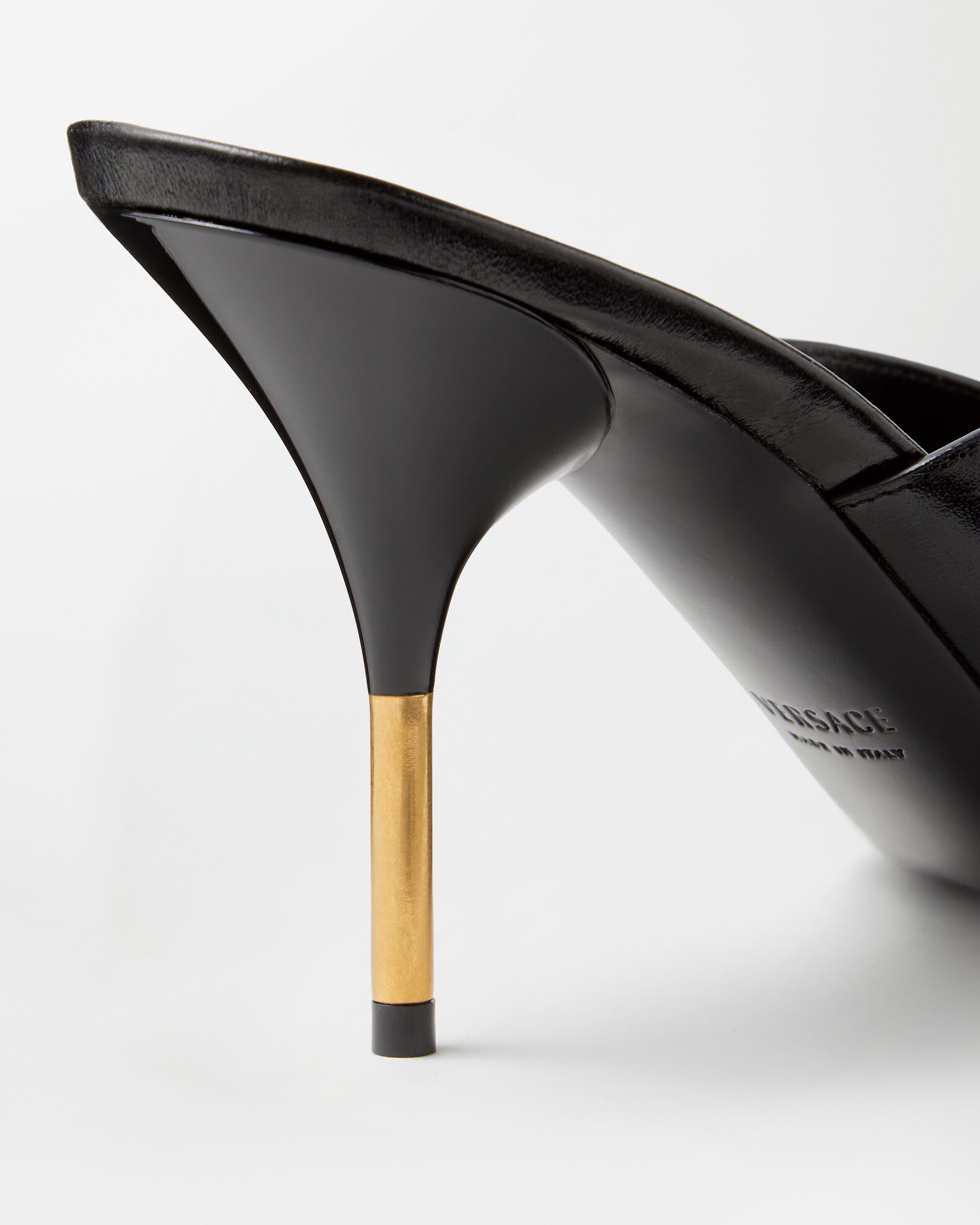 Nyx Leather Mules 80 mm Black | VERSACE US