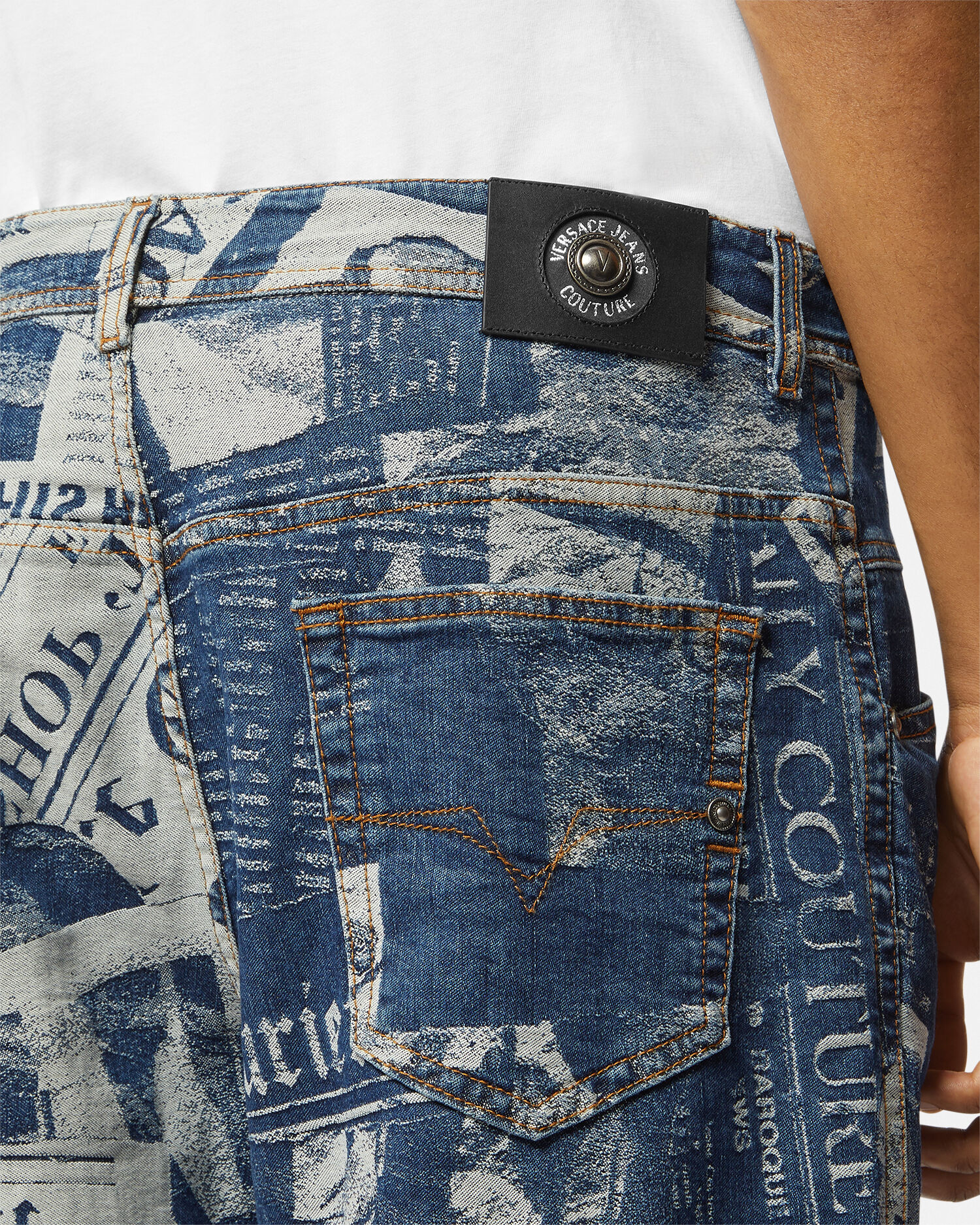 Magazine Denim Shorts Blue VERSACE