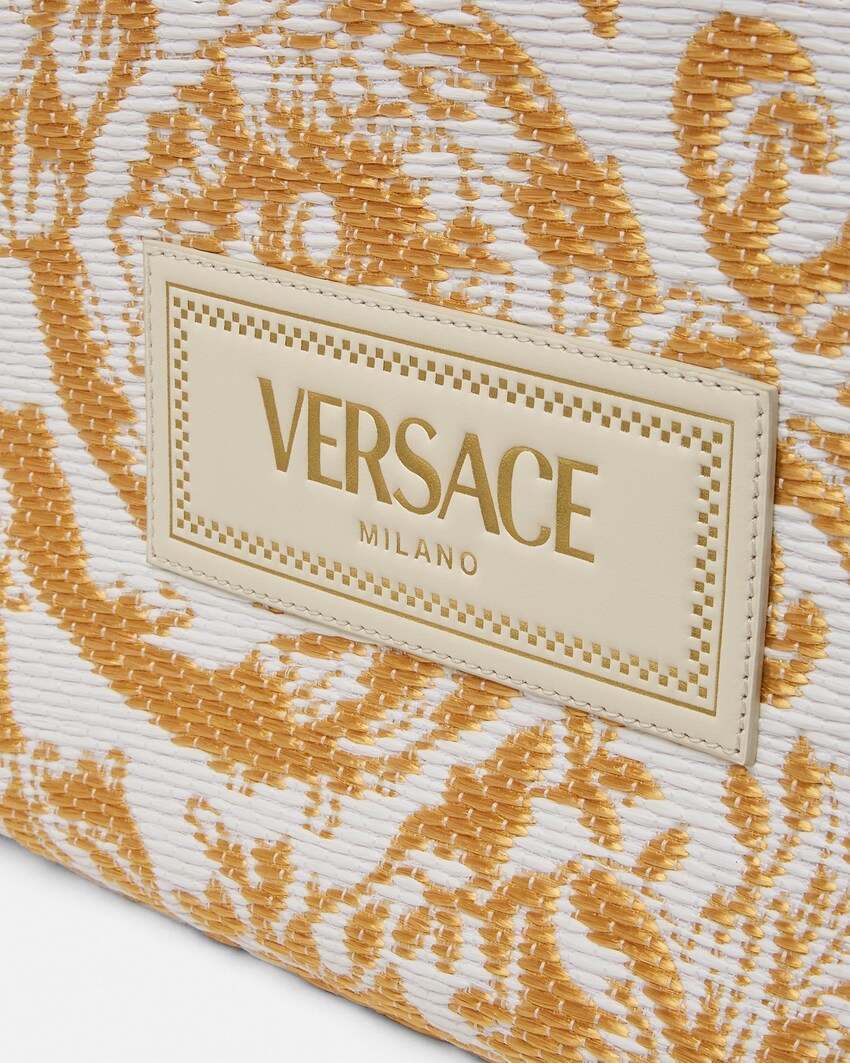 Versace Athena grand fourre-tout en raphia Blanc+Or 4