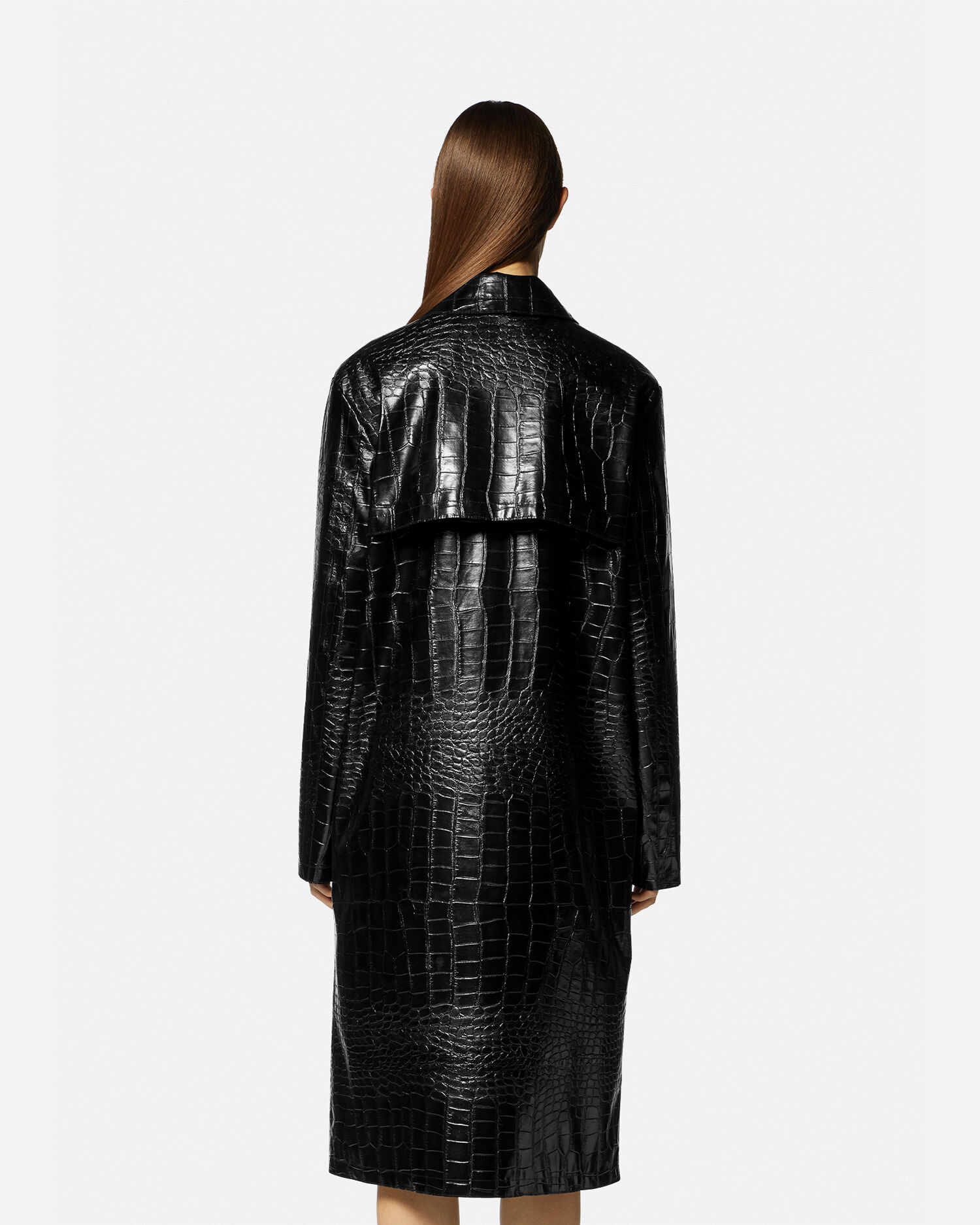 Versace Croc Effect Trench Coat VERSACE