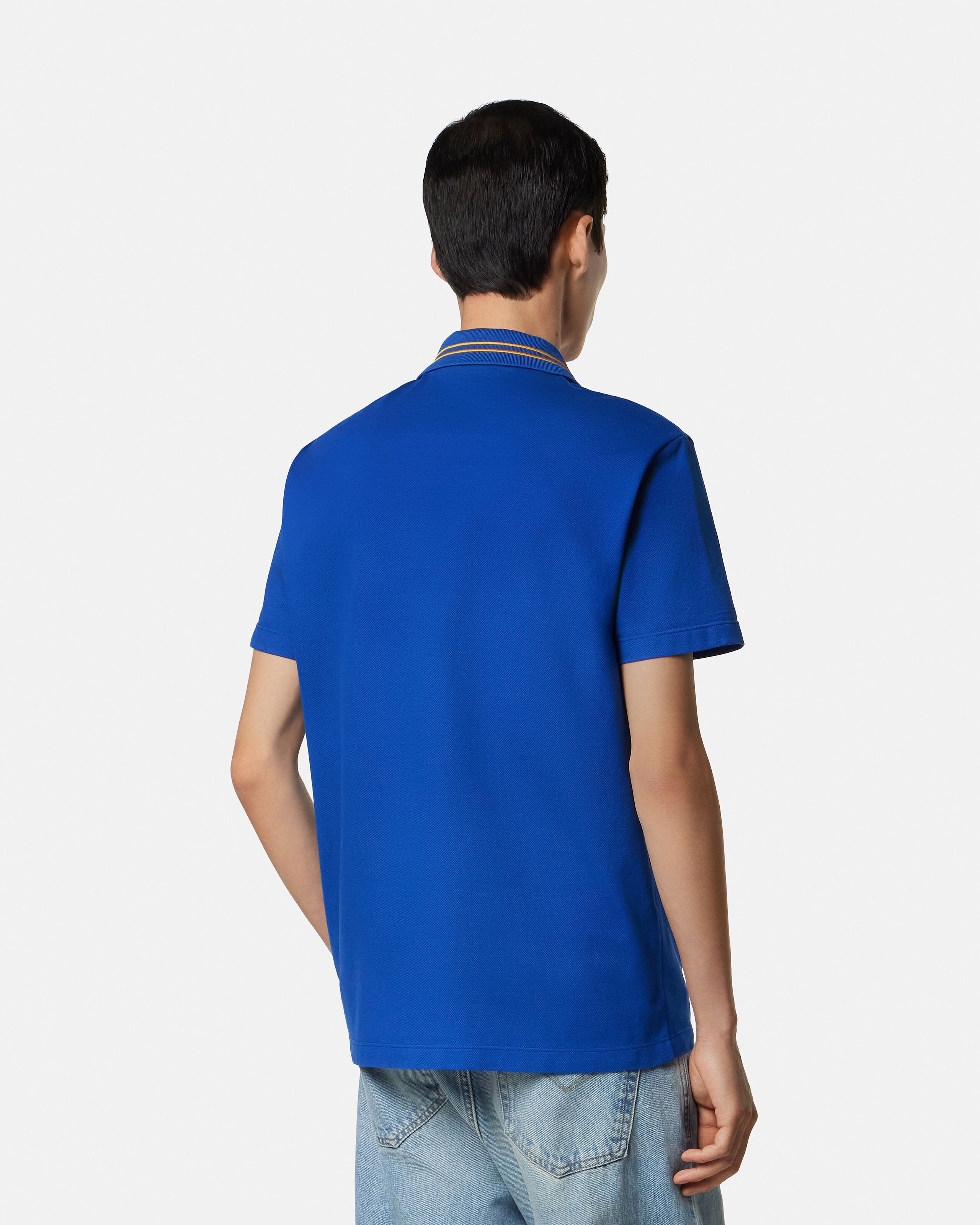 トップス versat0928 Embroidered Cotton Piqué Polo Blue | VERSACE US