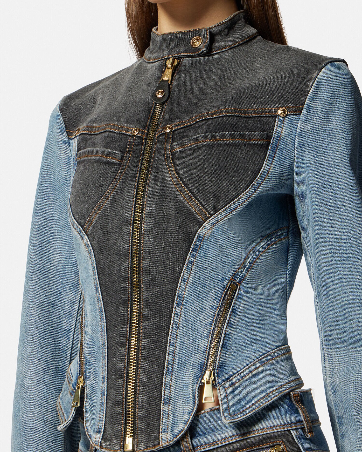 Denim biker jacket womens 2025