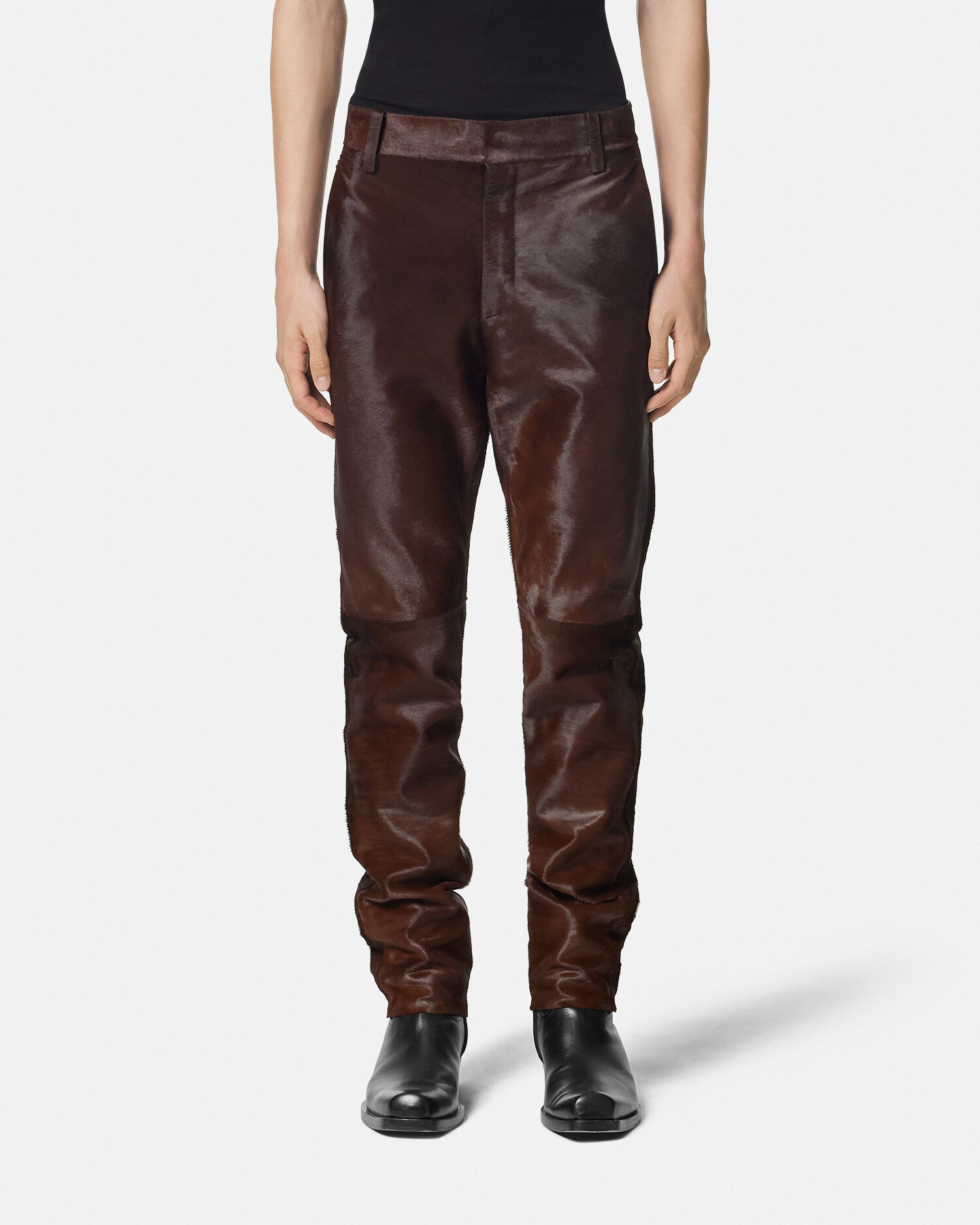 Pony Effect Leather Pants
