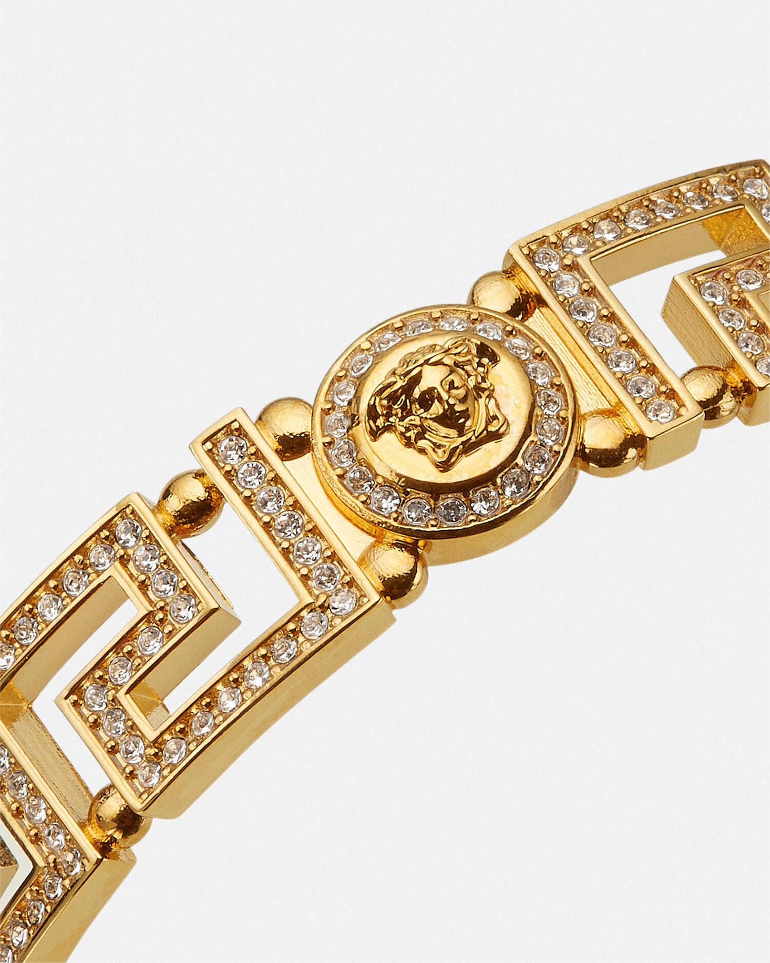 Greca Crystal Cuff Bracelet Gold | VERSACE US