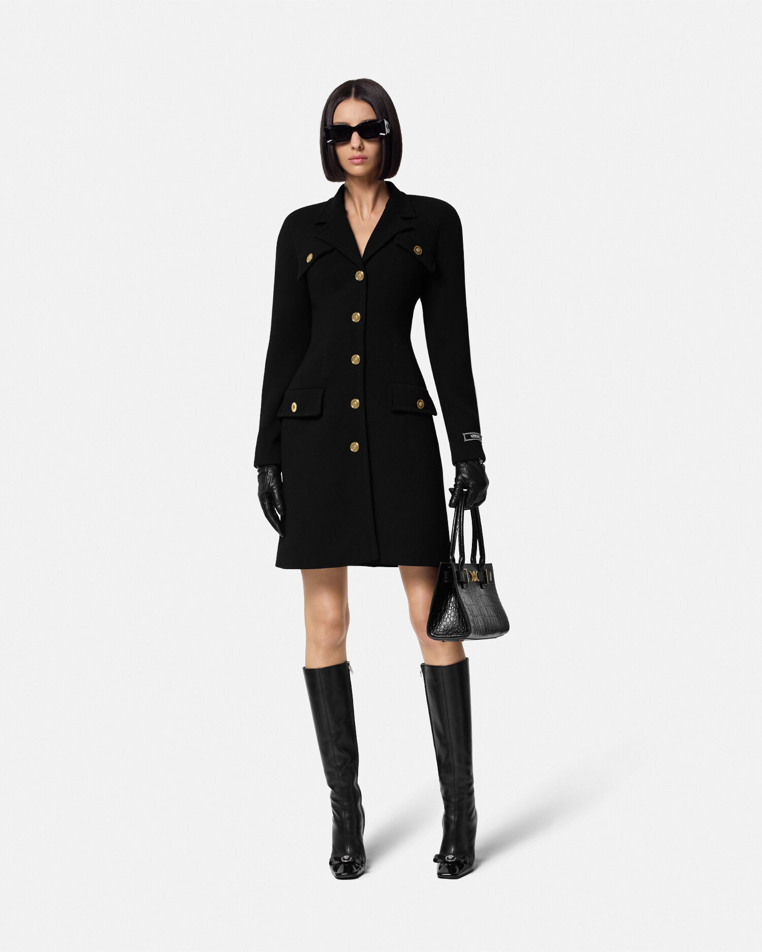 Versace black coat on sale