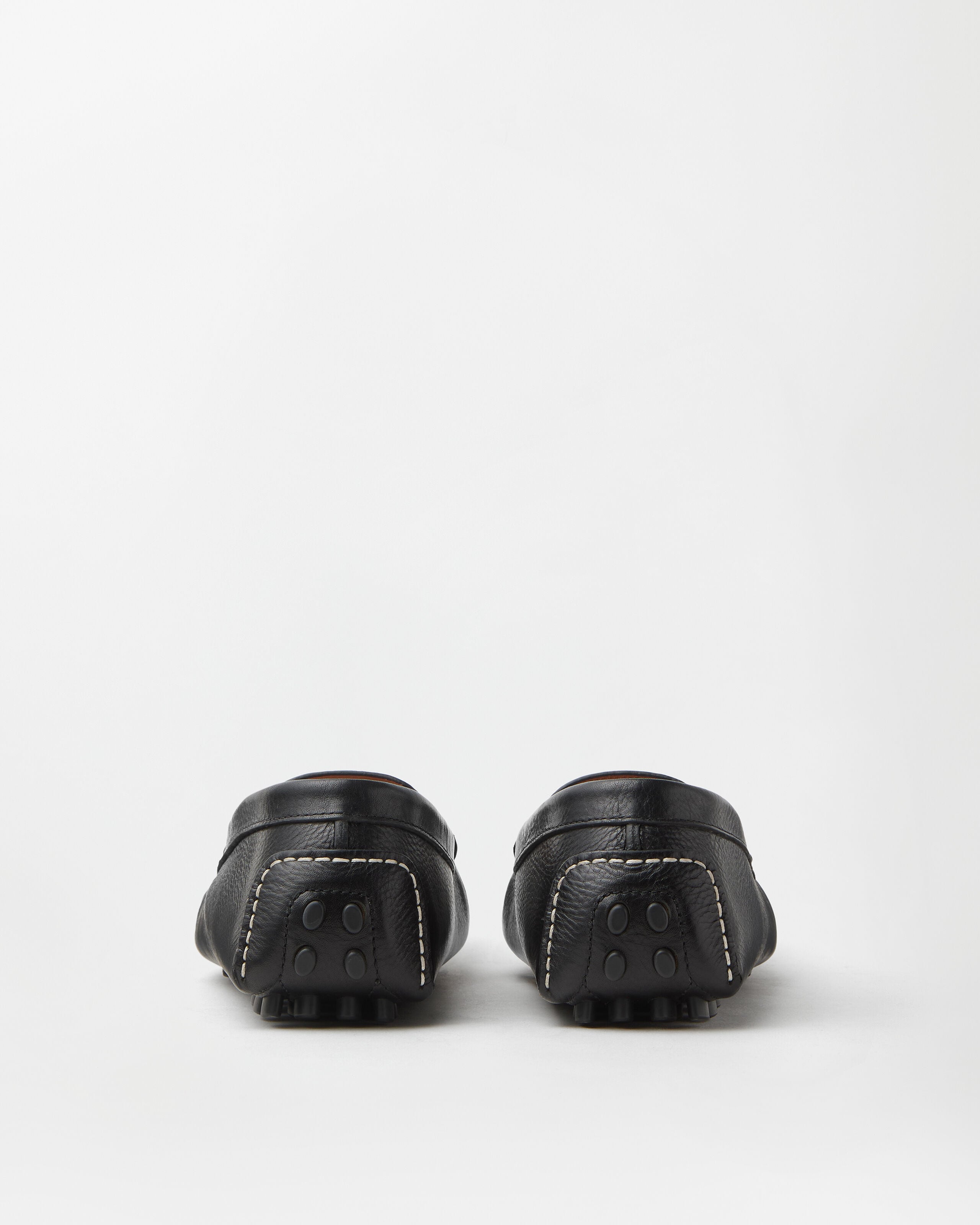 Robin Leather Driving Shoes Black | VERSACE US