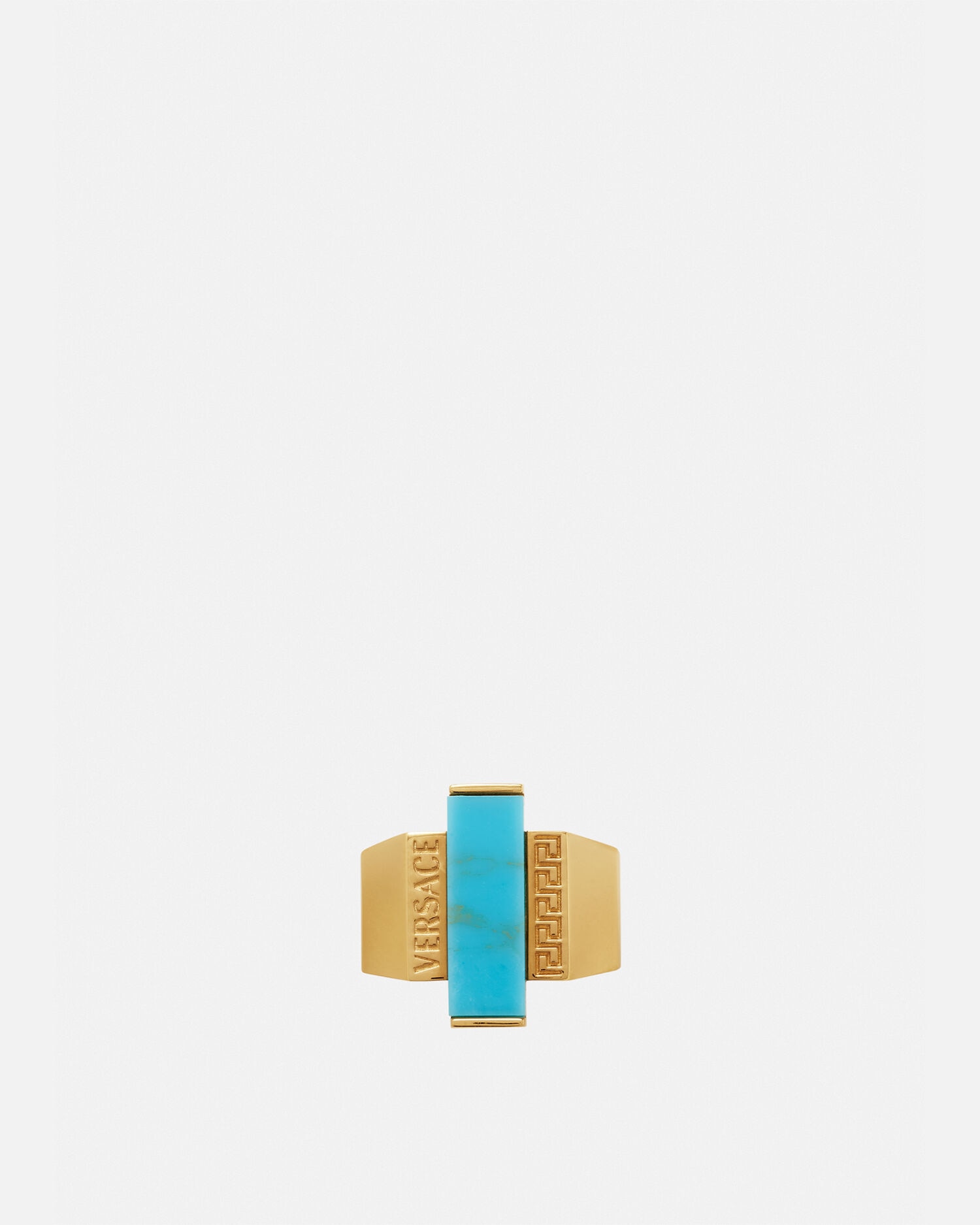 Anello con gemma turchese Greca Versace Uomo Online Store EU